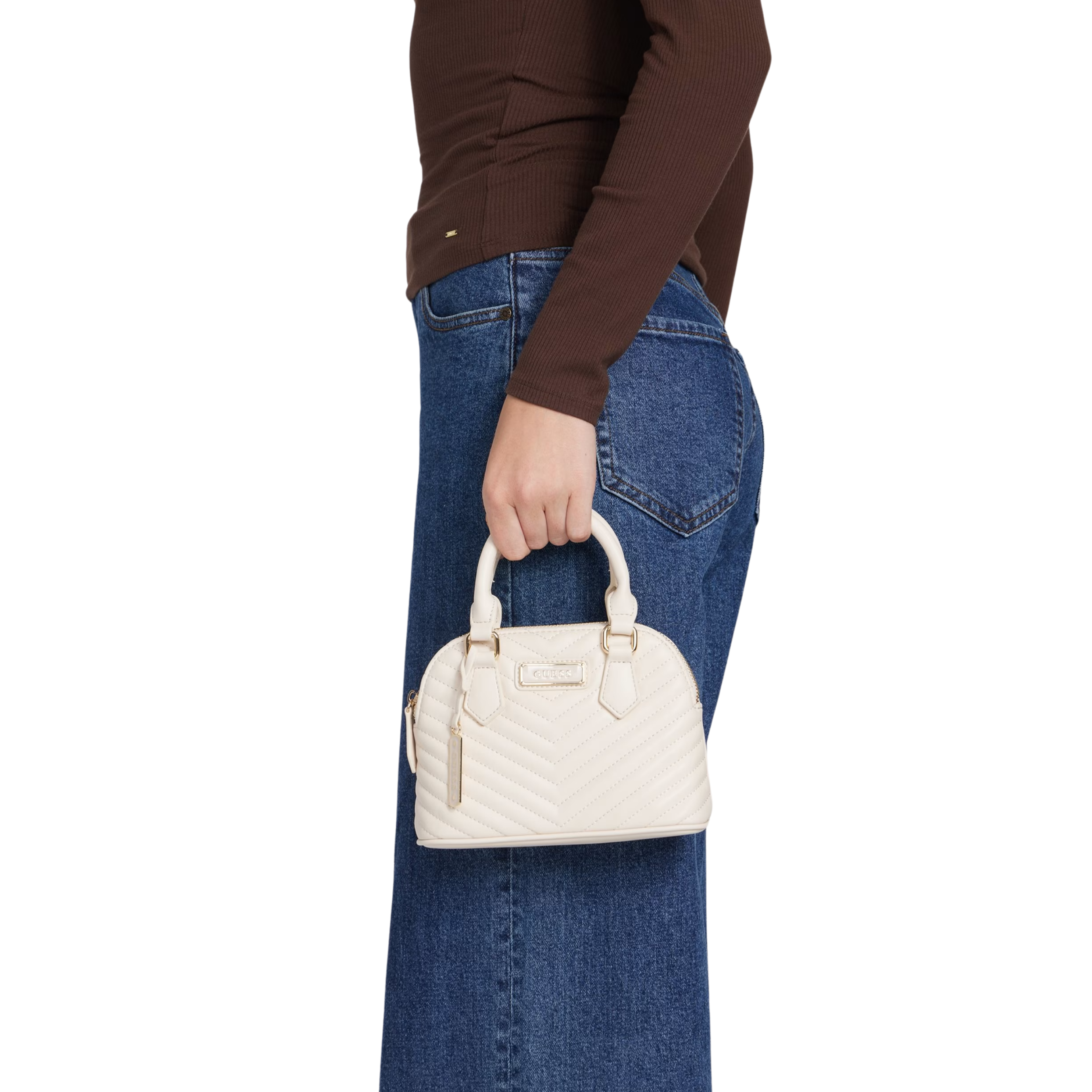 GUESS Women Elise Dome Satchel - Off White
