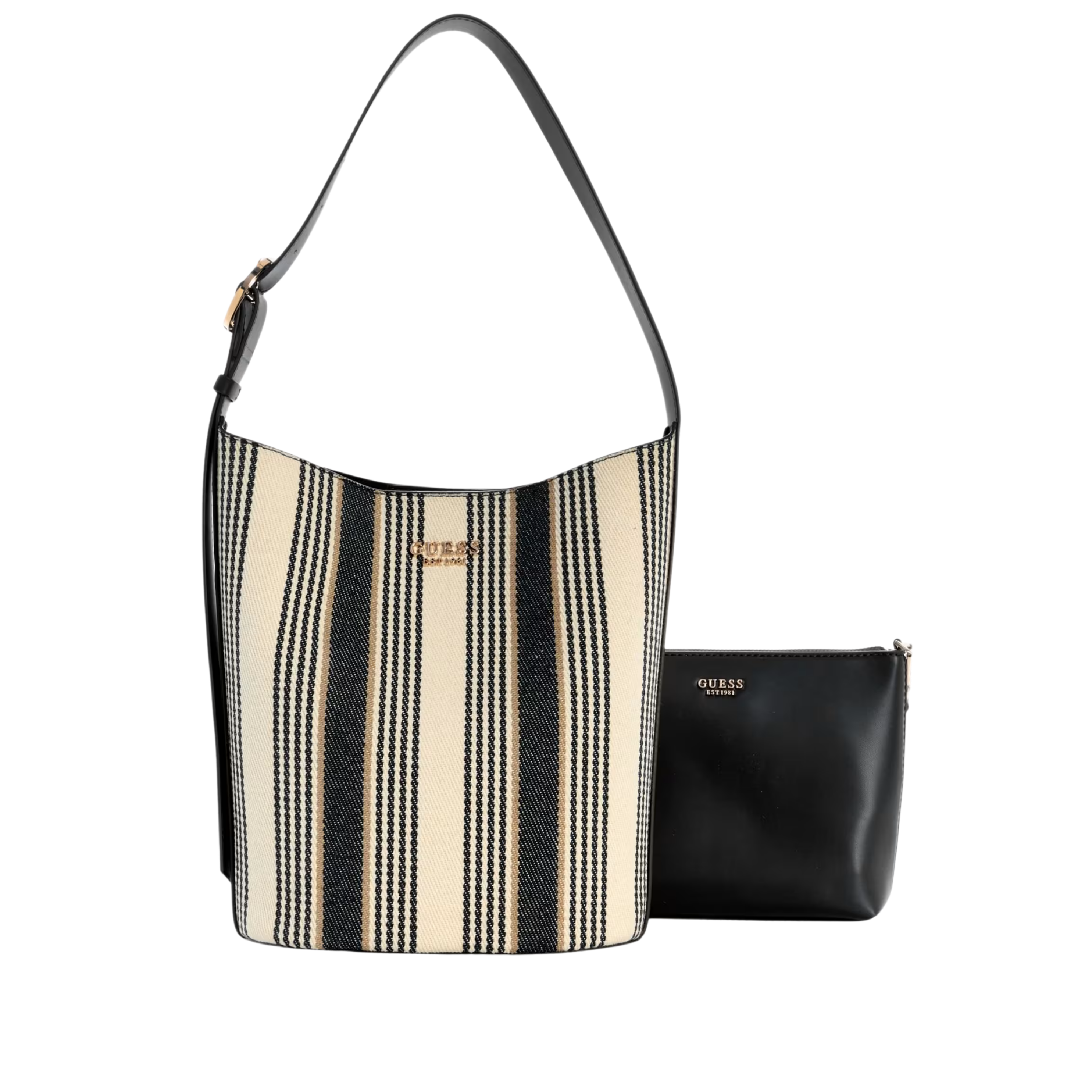Guess Women Nicolette Striped Canvas Large Bucket Bag - Nude Multi