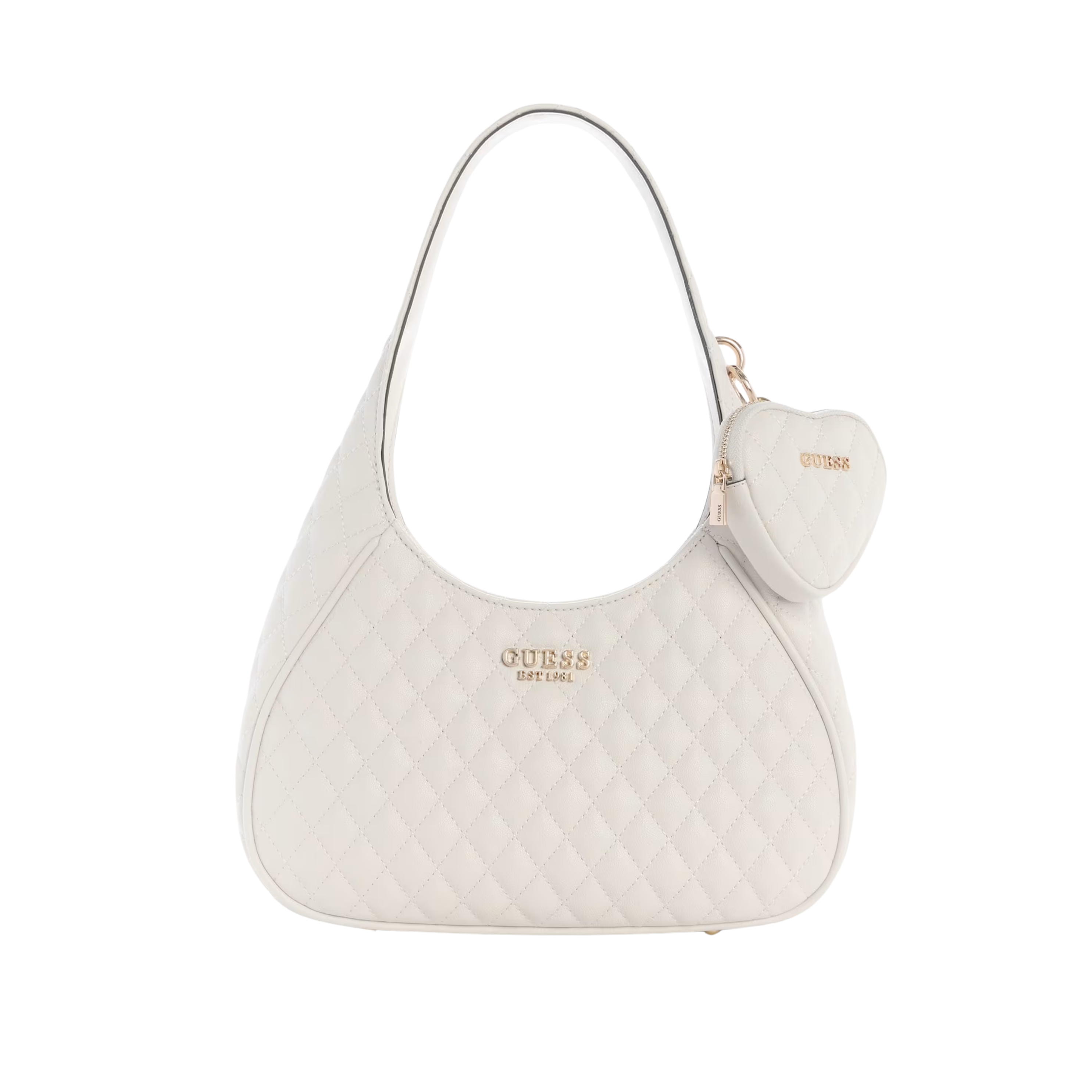 Guess Women Atabey Hobo Quilted Shoulder Bag - White