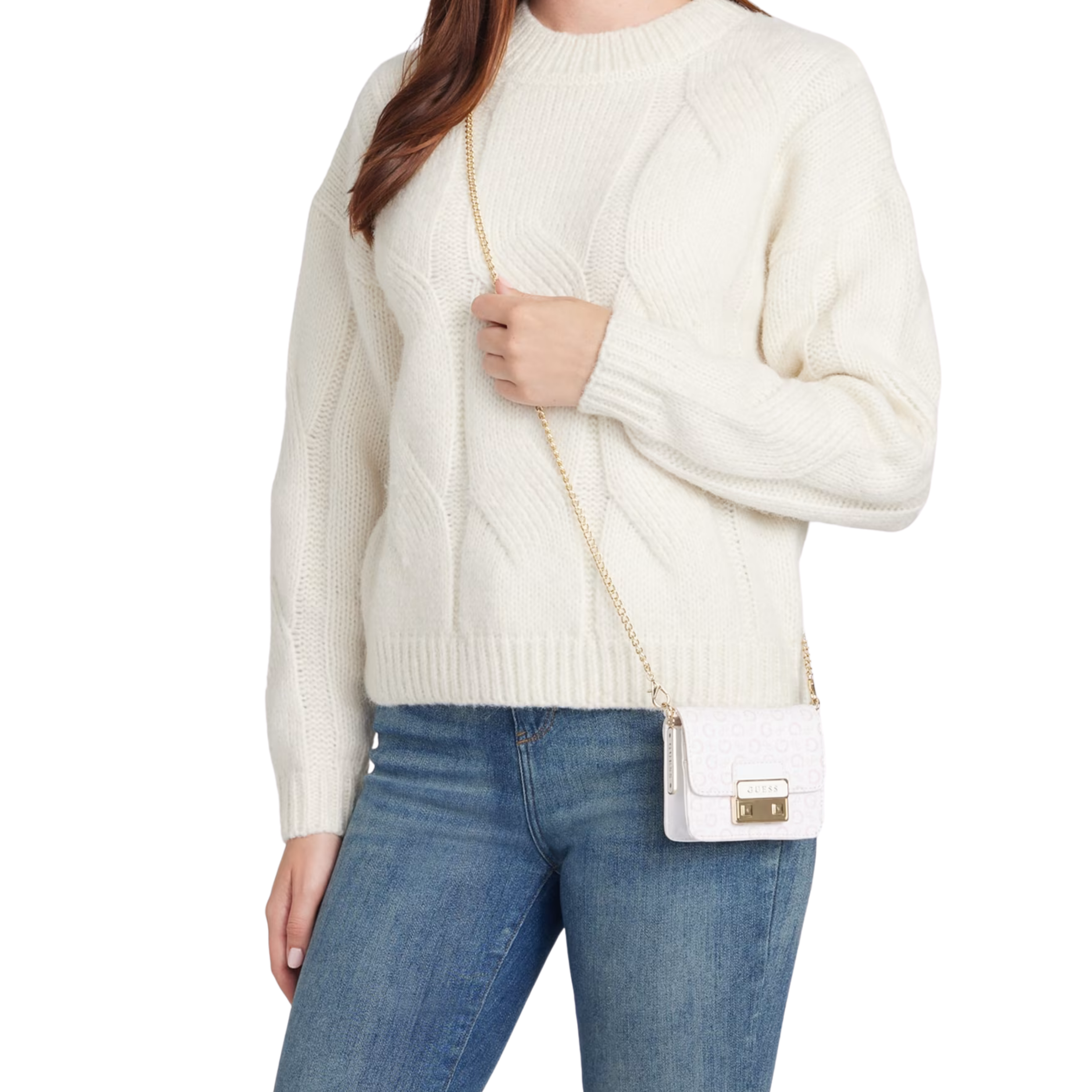 Guess Women Elssie Card Case Crossbody - Pink