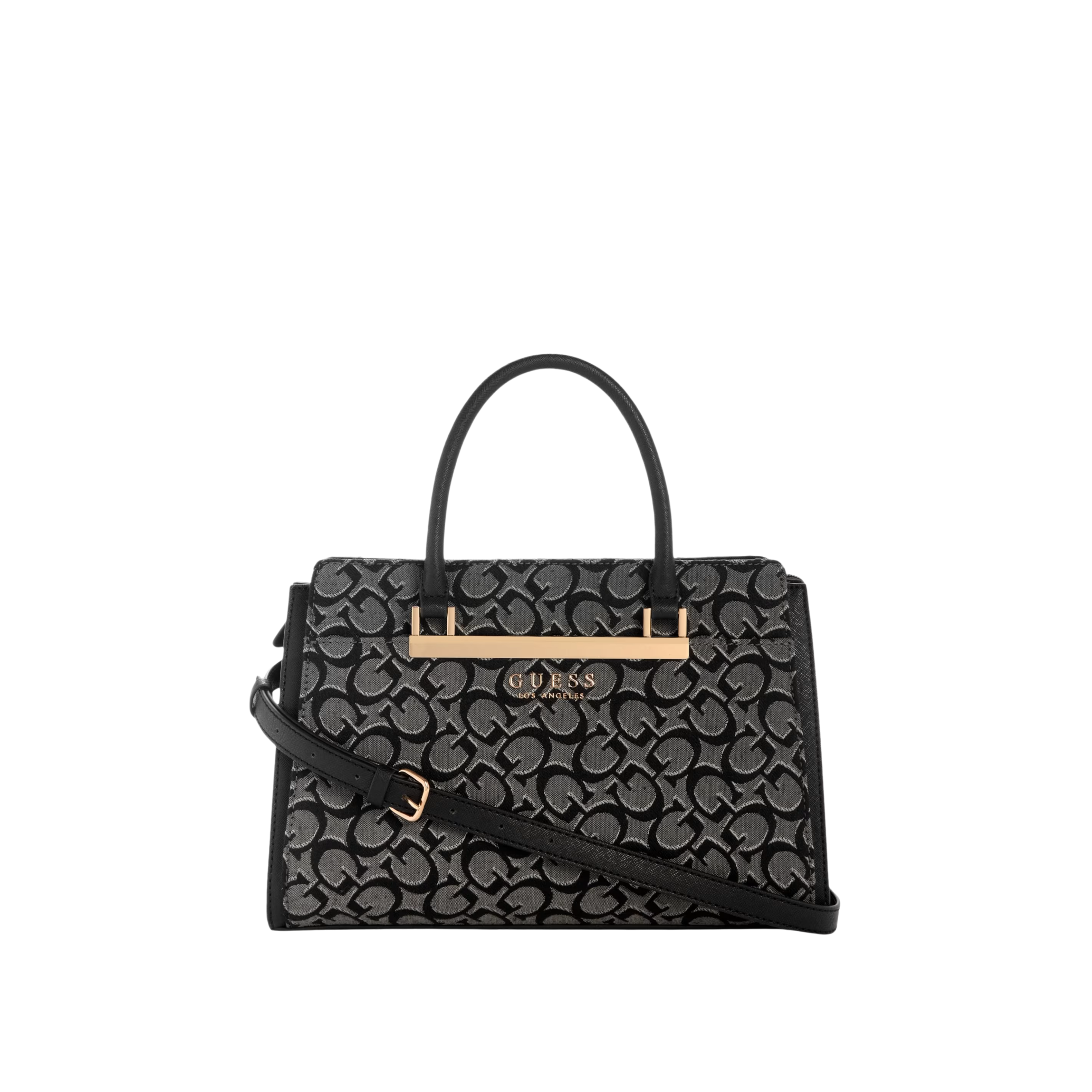 Guess Women Marva Jacquard Logo Satchel - Black
