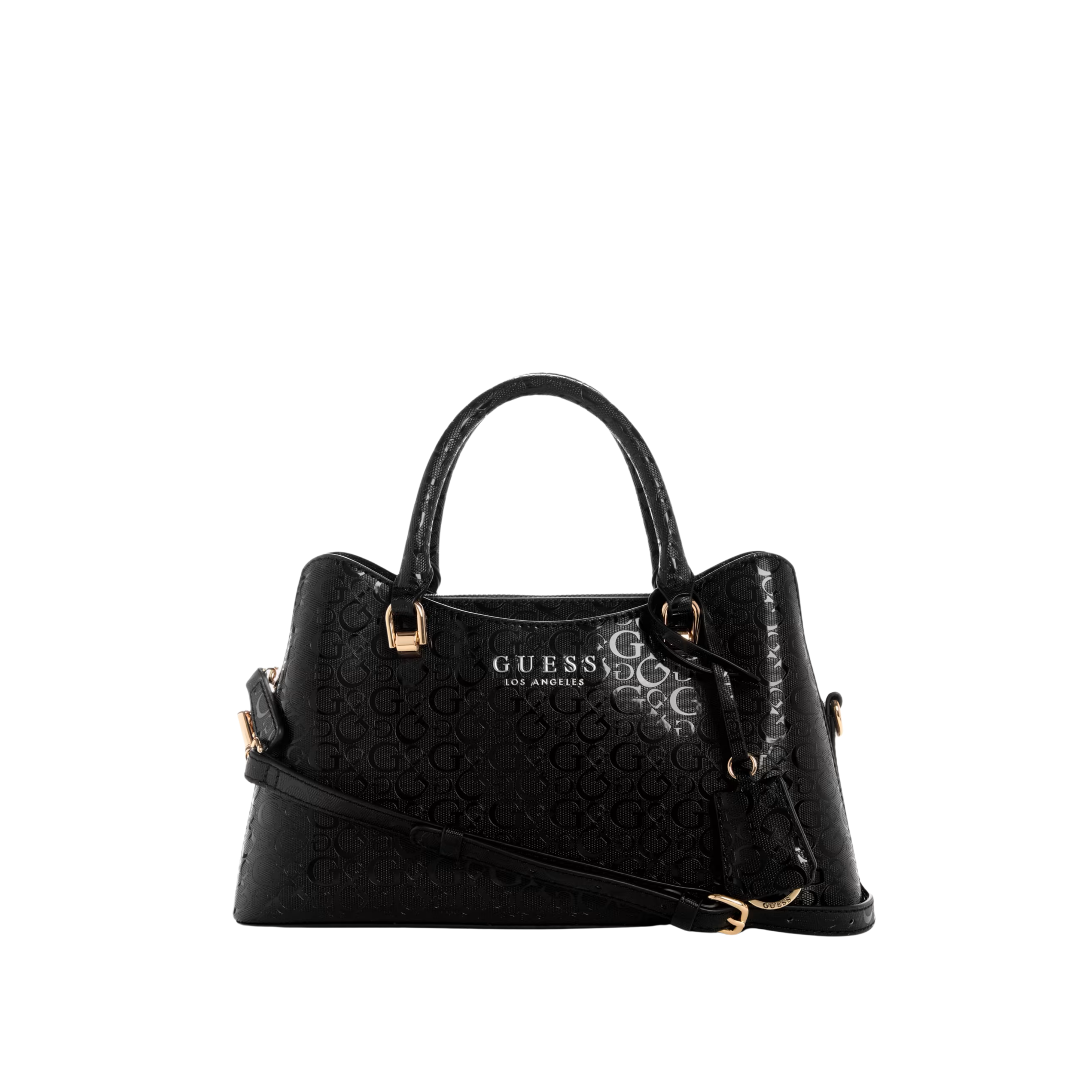 Guess Women Kiran Logo Shine Satchel - Black
