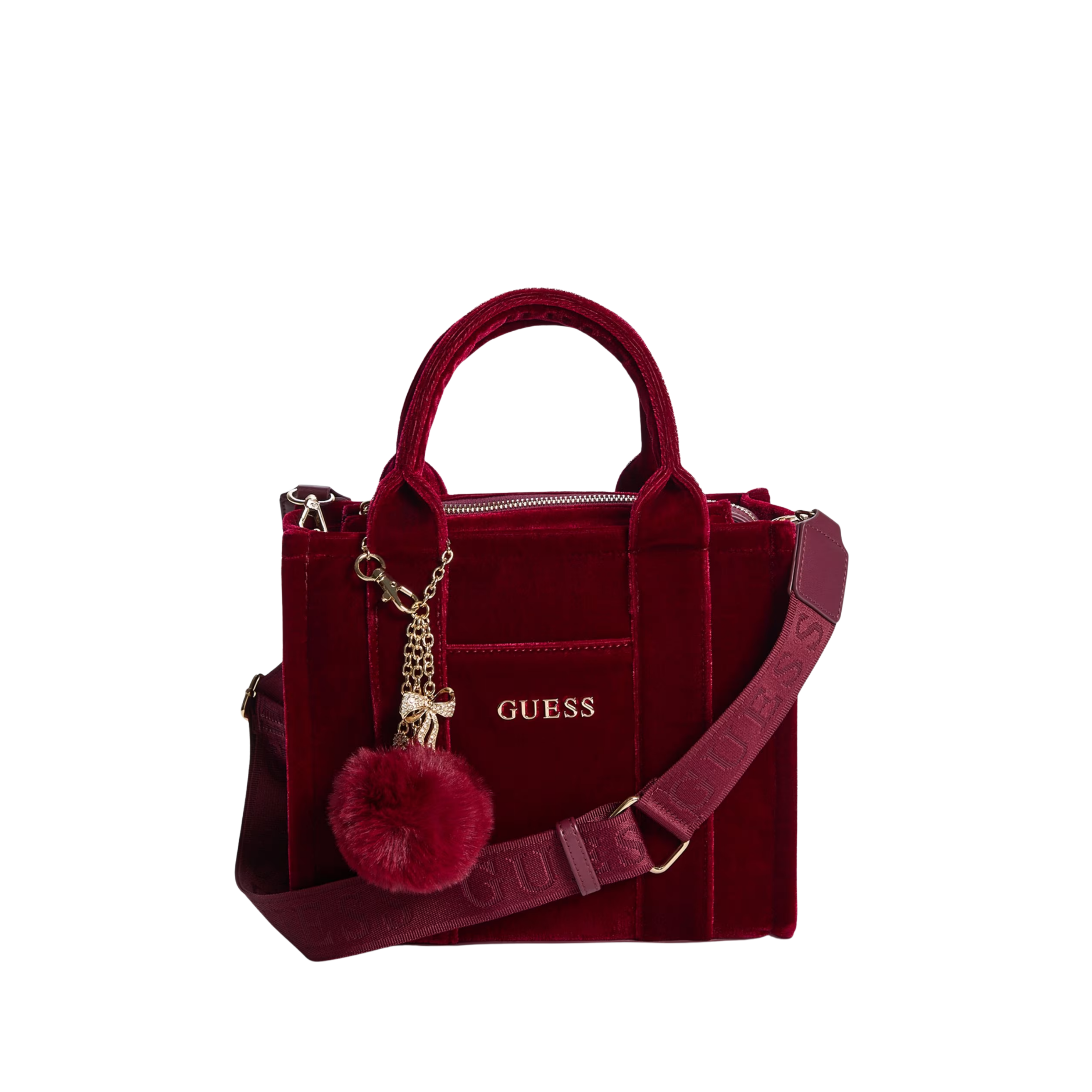 Guess Women Holly Velvet Mini Tote - Red