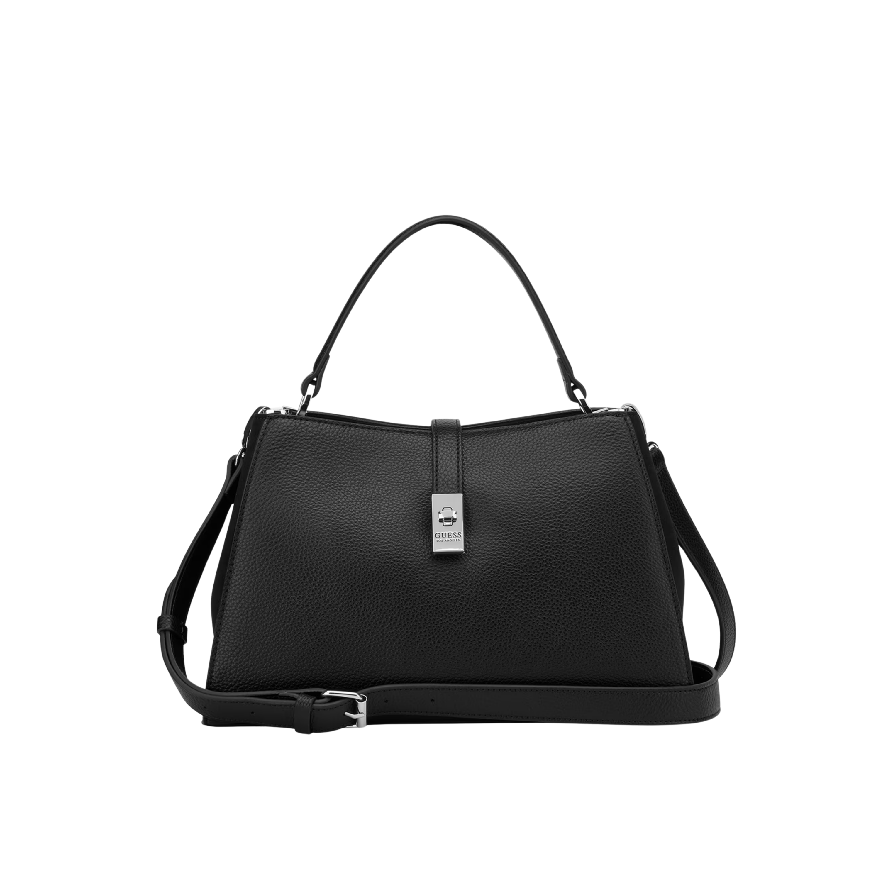 Guess Women Rudie Embossed Logo Satchel - Black