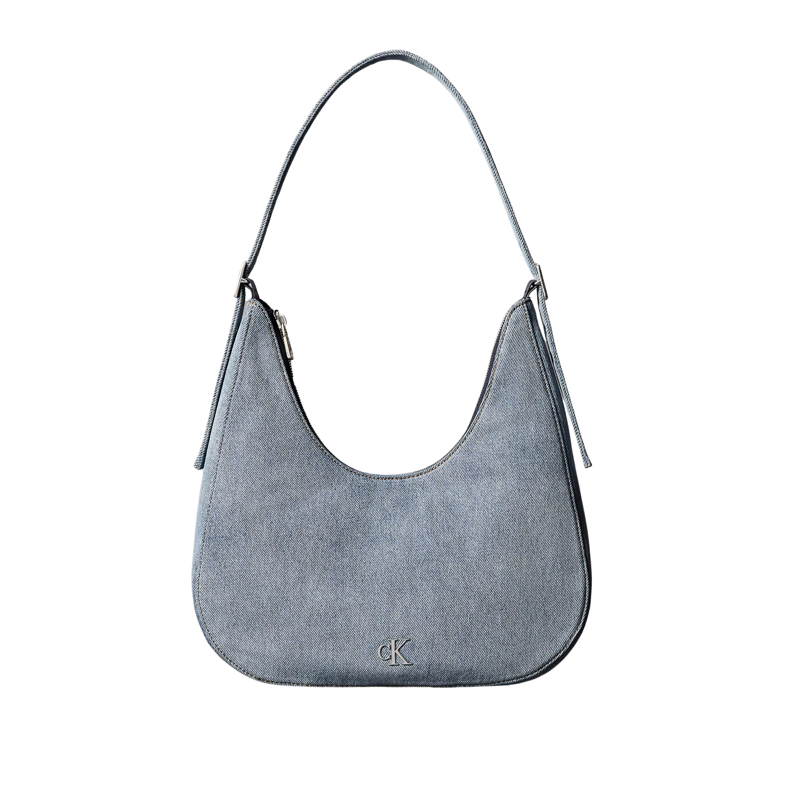 Calvin Klein Women Logo Denim Crescent Crossbody Bag - Light Denim Wash
