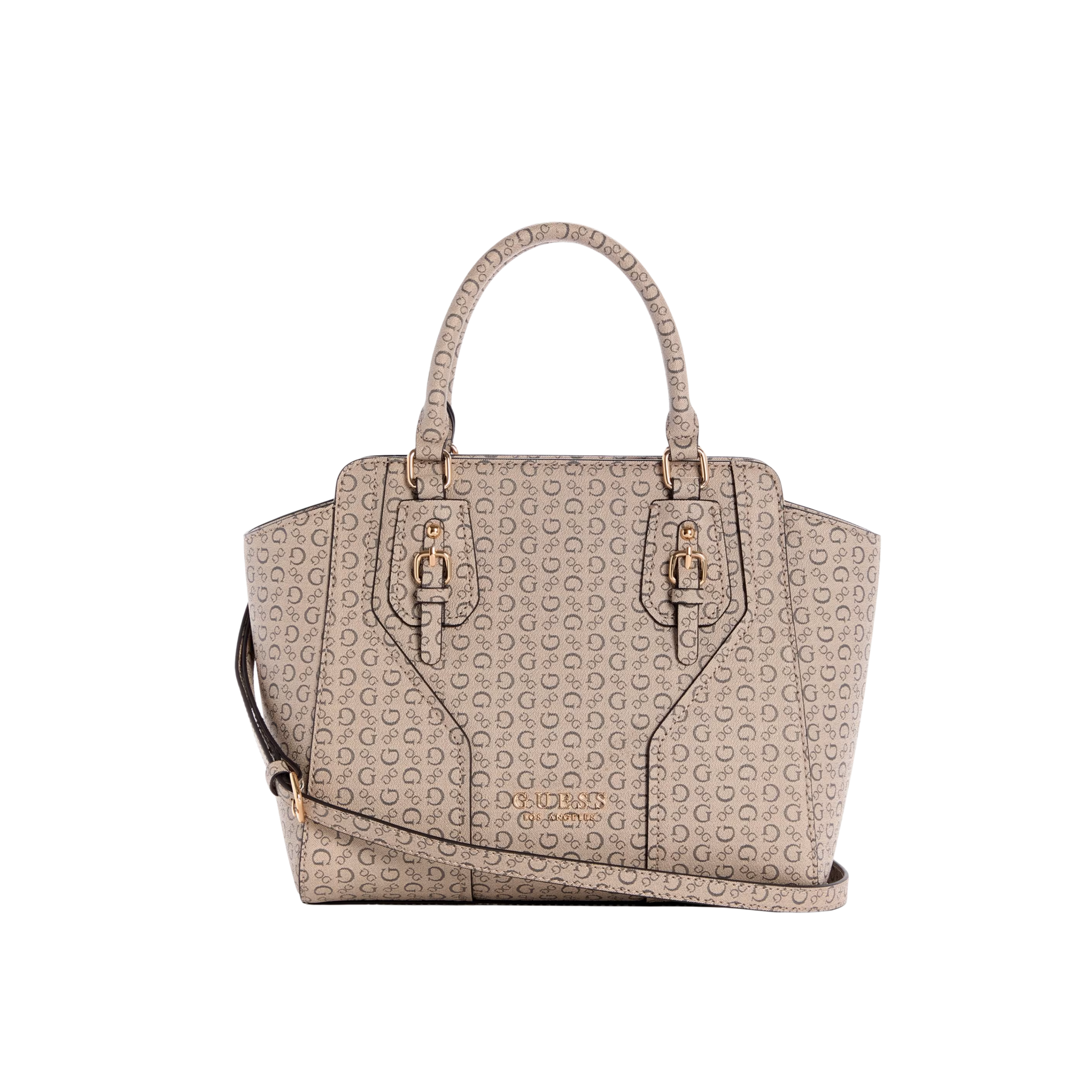 Guess Women Gemma Logo Satchel - Beige