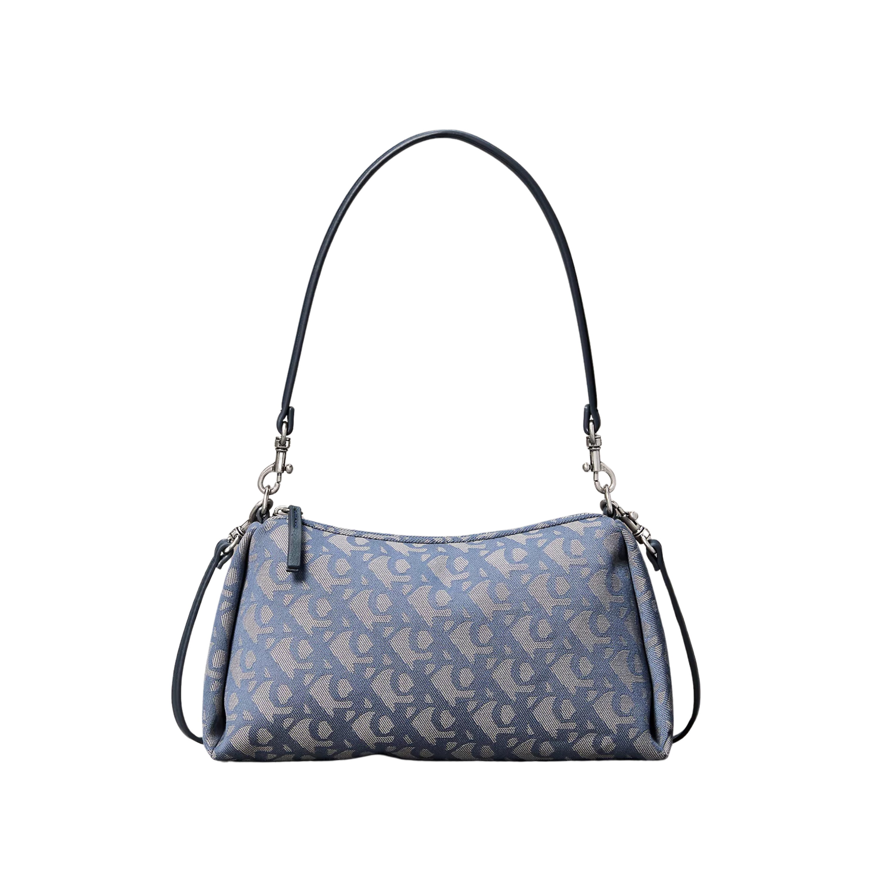 Calvin Klein Women Pleat Monogram Logo Shoulder Bag - Blue Indigo Atmosphere Aop
