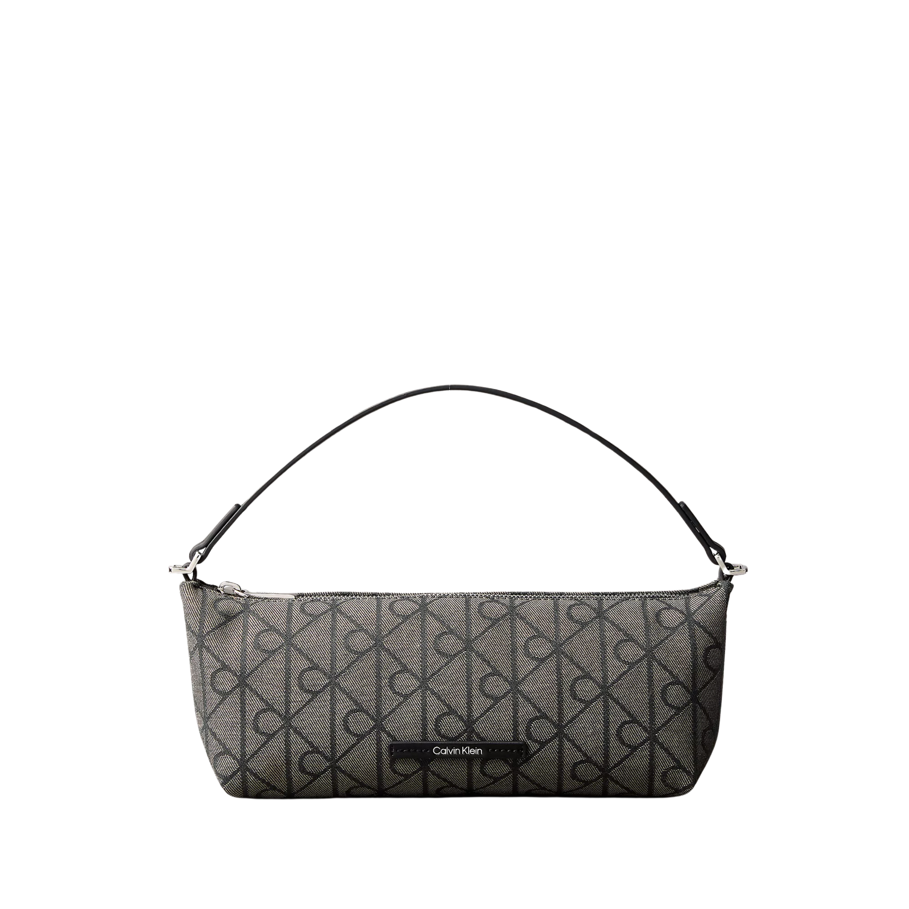 Calvin Klein Women Allover Emblem Logo Canvas Shoulder Bag - Lotus Beige Black Aop