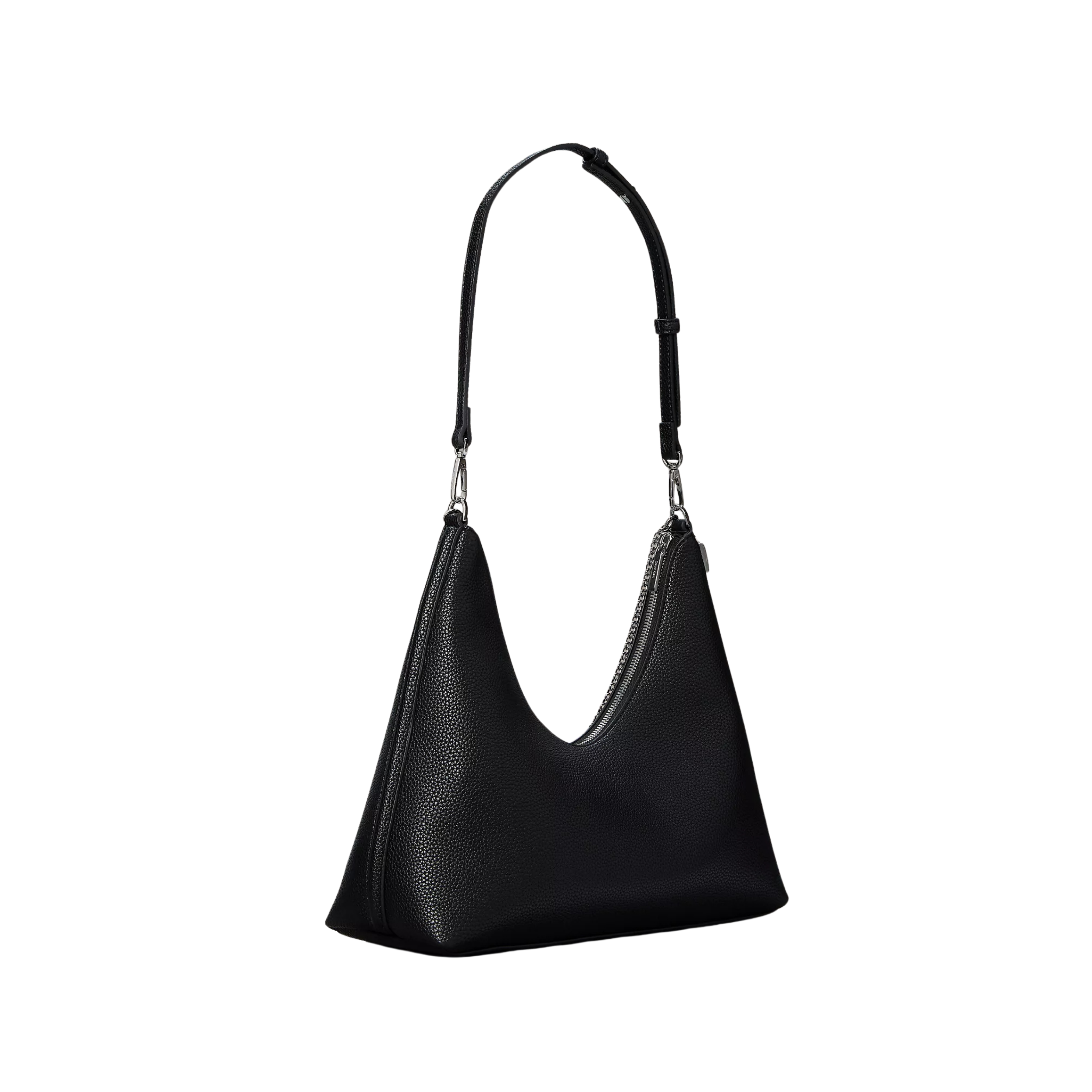 Calvin Klein Women Emblem Logo Hardware Pebble Shoulder Bag - Black