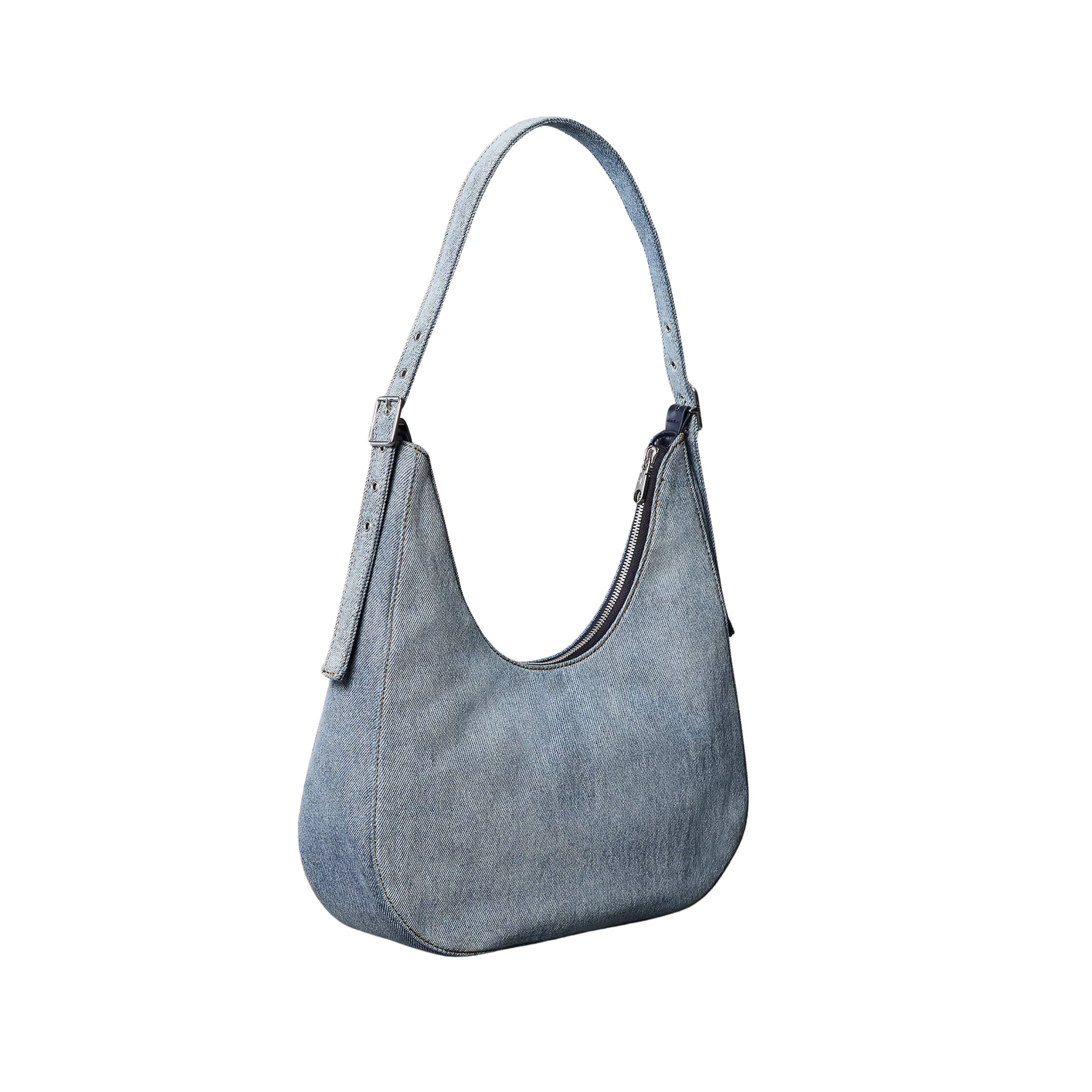 Calvin Klein Women Logo Denim Crescent Crossbody Bag - Light Denim Wash