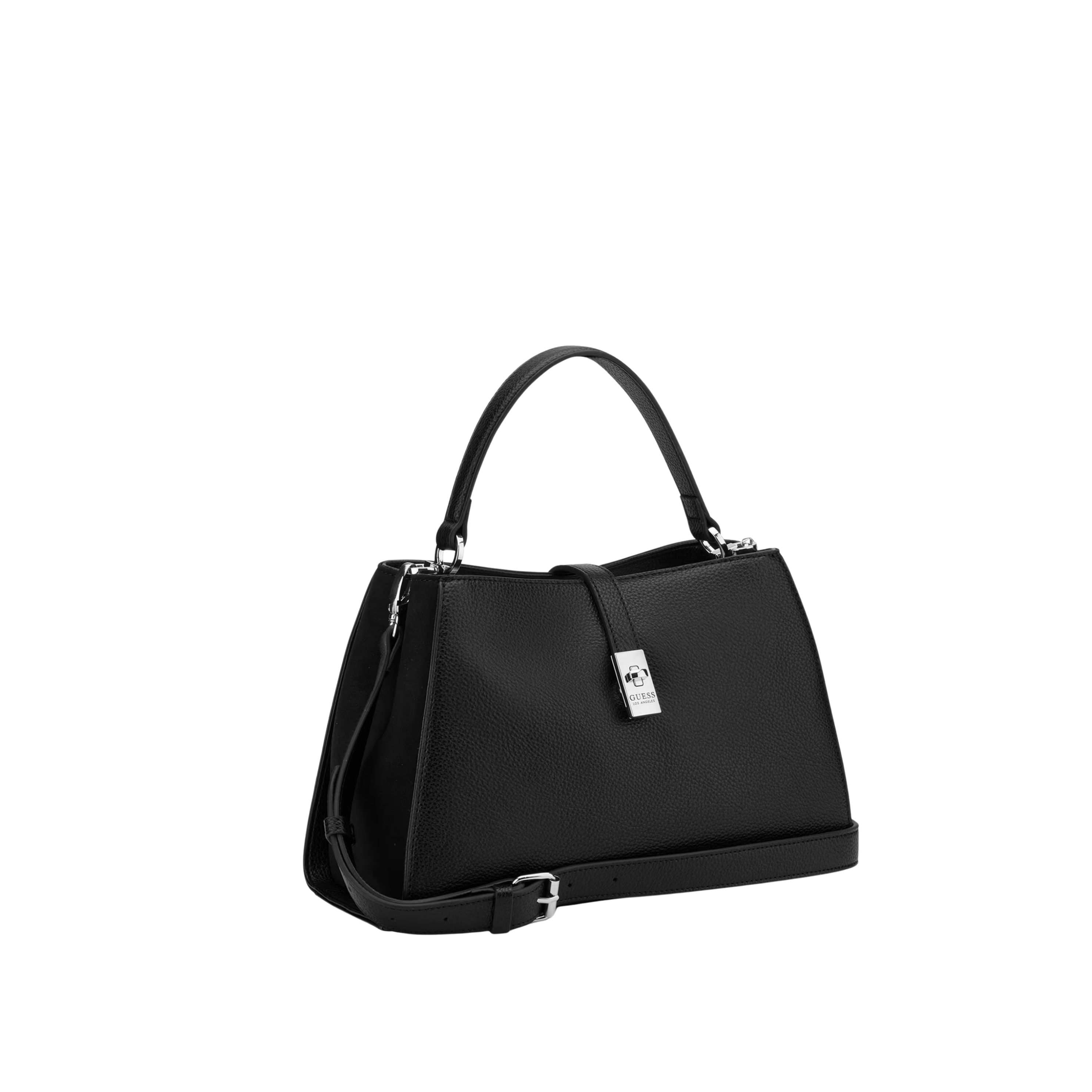 Guess Women Rudie Embossed Logo Satchel - Black