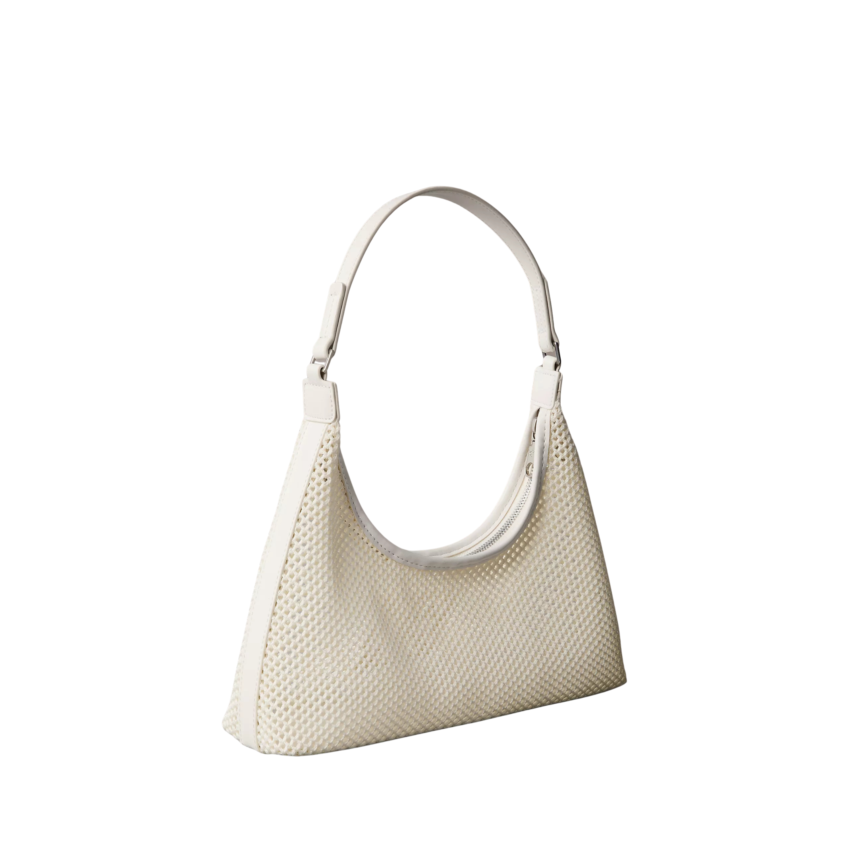 Calvin Klein Women Emblem Logo Mesh Shoulder Bag - White Alyssum