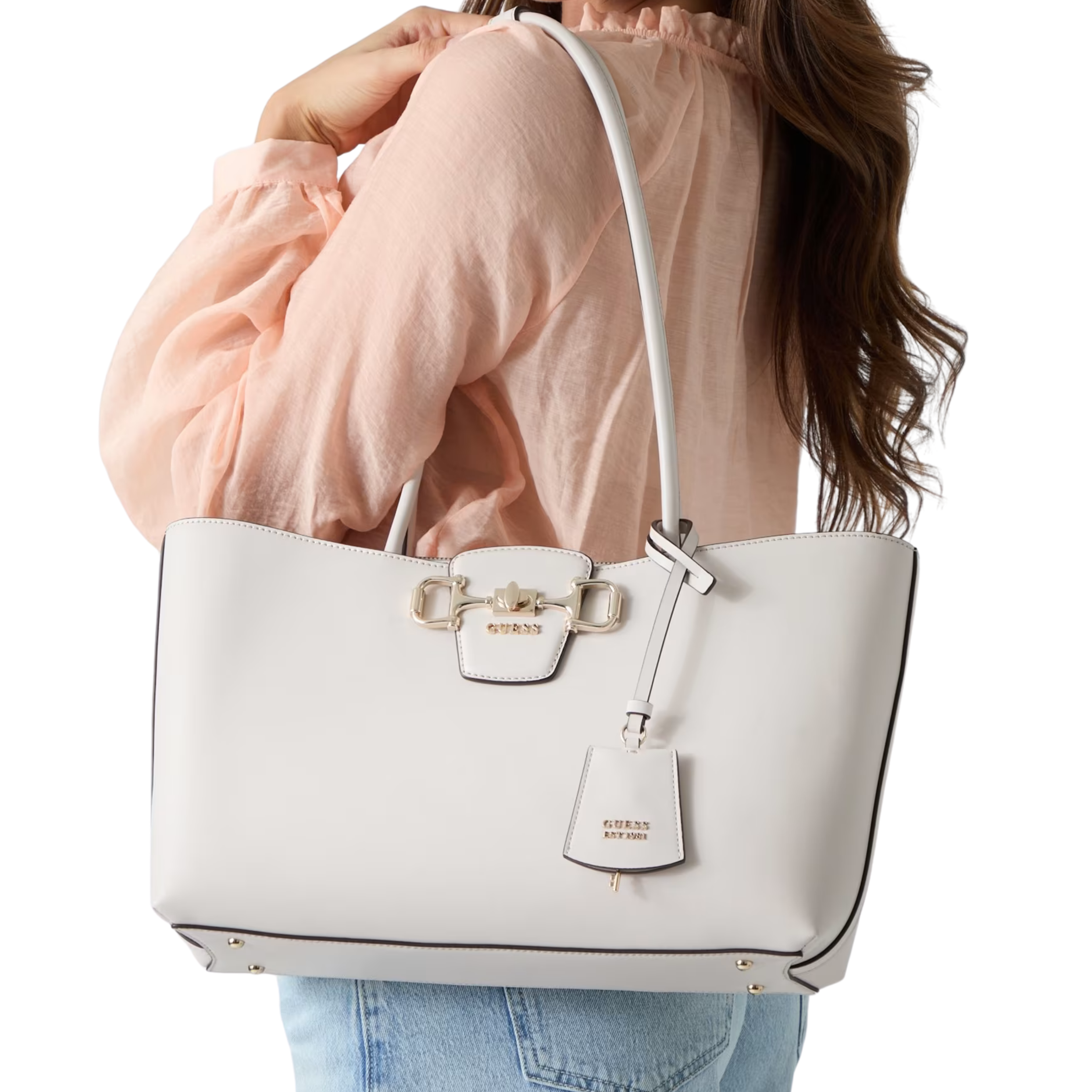 Guess Women Janie Logo Shopper - White