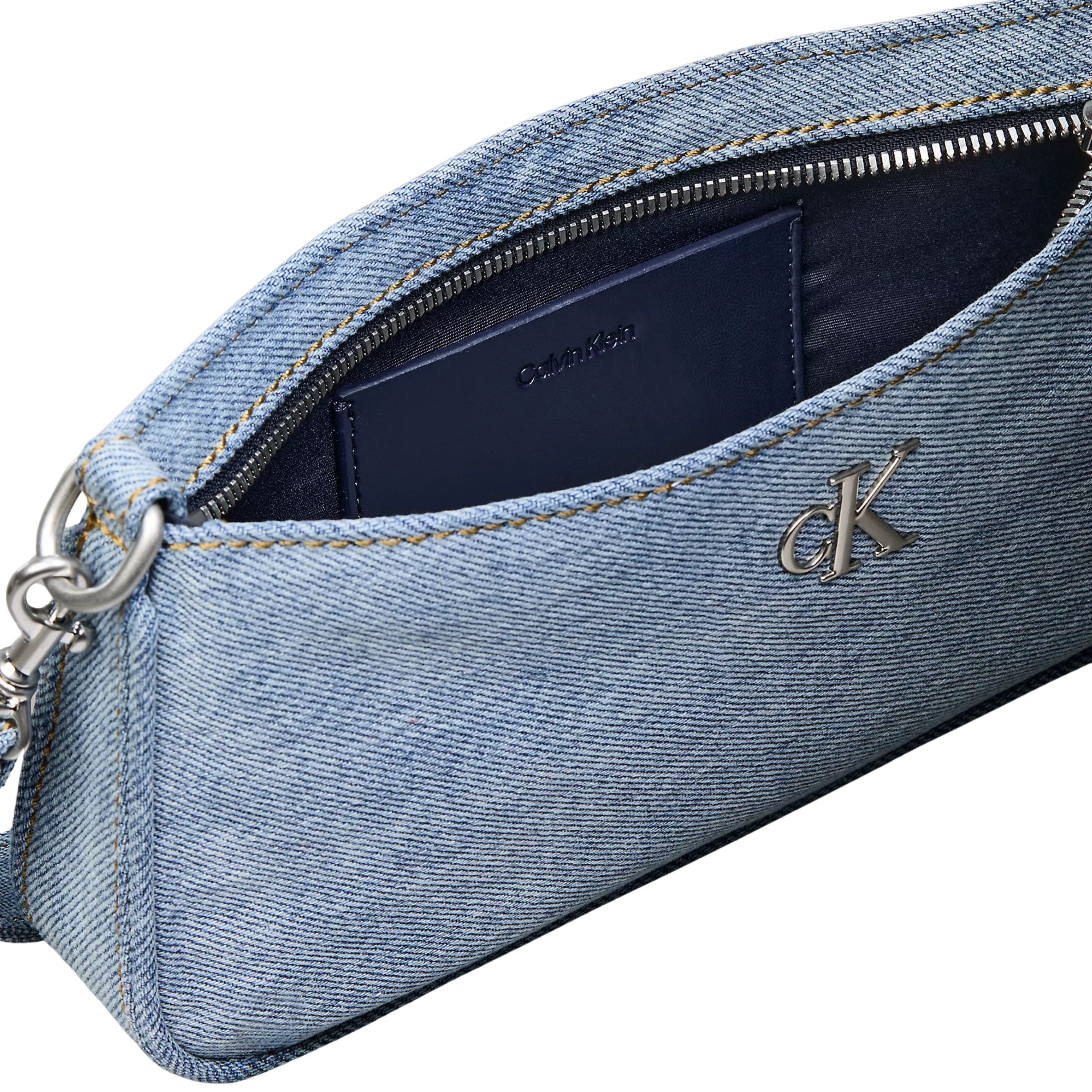 Calvin Klein Women Logo Denim Convertible Shoulder Bag - Light Denim Wash