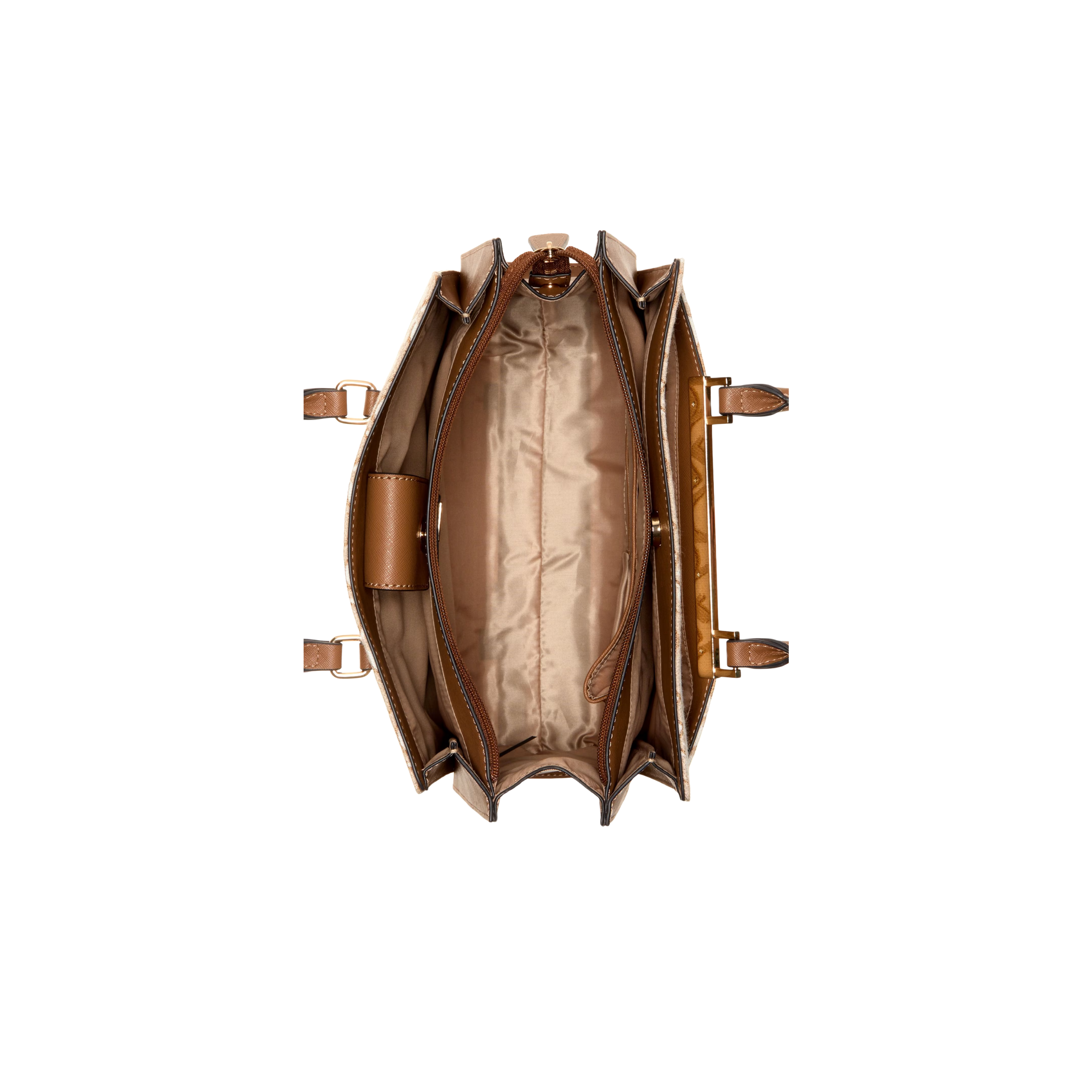 Guess Women Marva Jacquard Logo Satchel - Beige