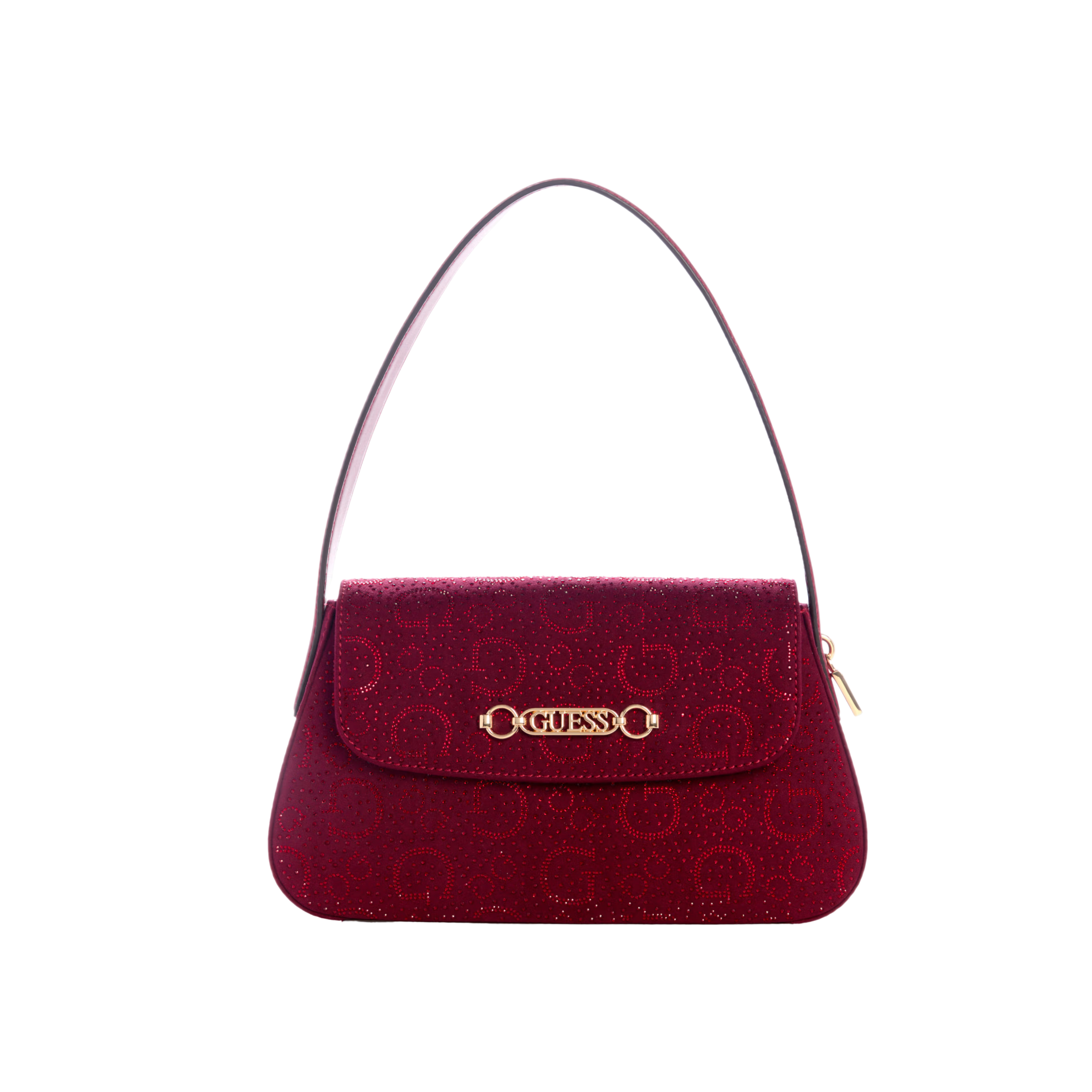 GUESS Women Avelina Rhinestone Logo Shoulder Bag - Red