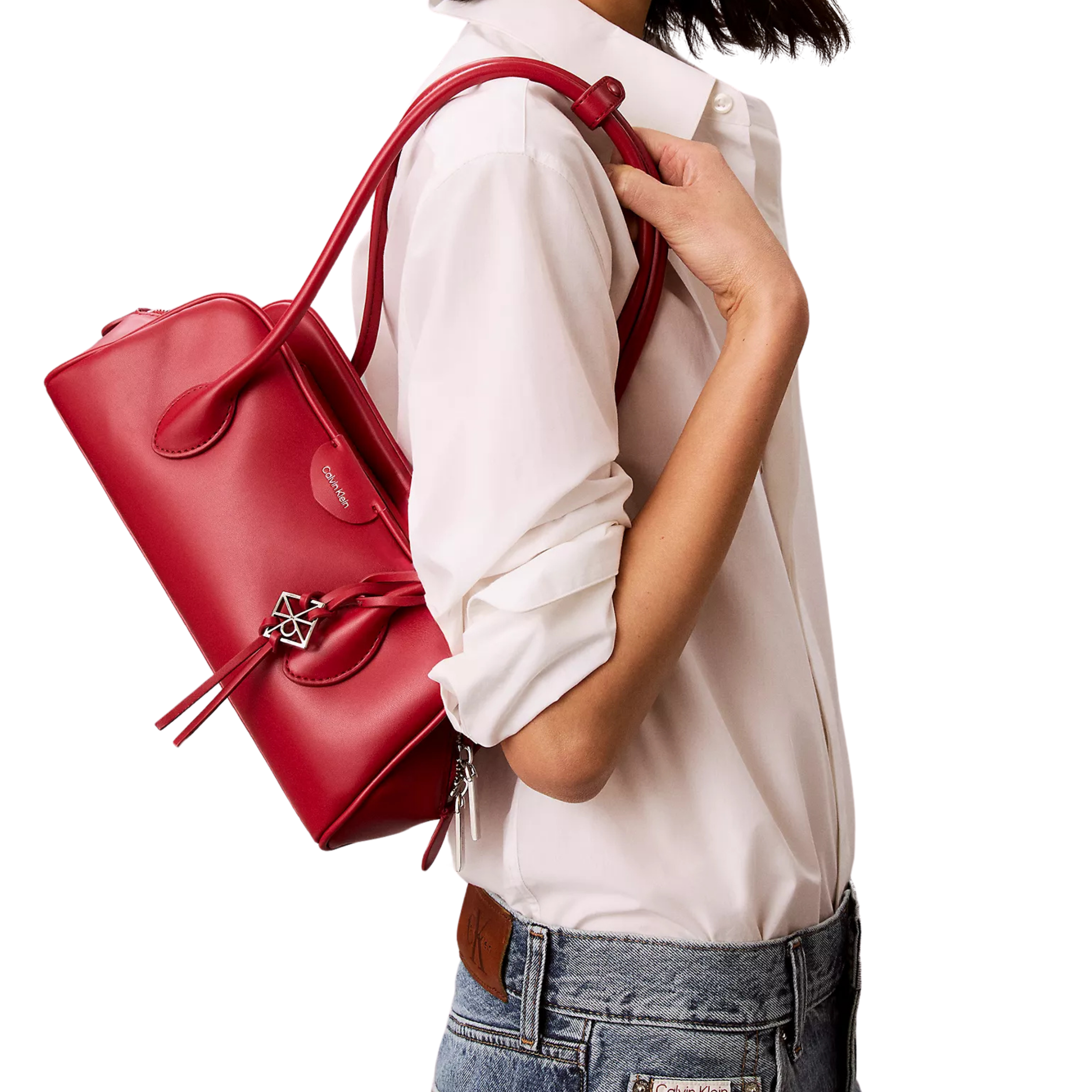 Calvin Klein Women Emblem Logo Mini Shoulder Bag - Bordeaux Wine