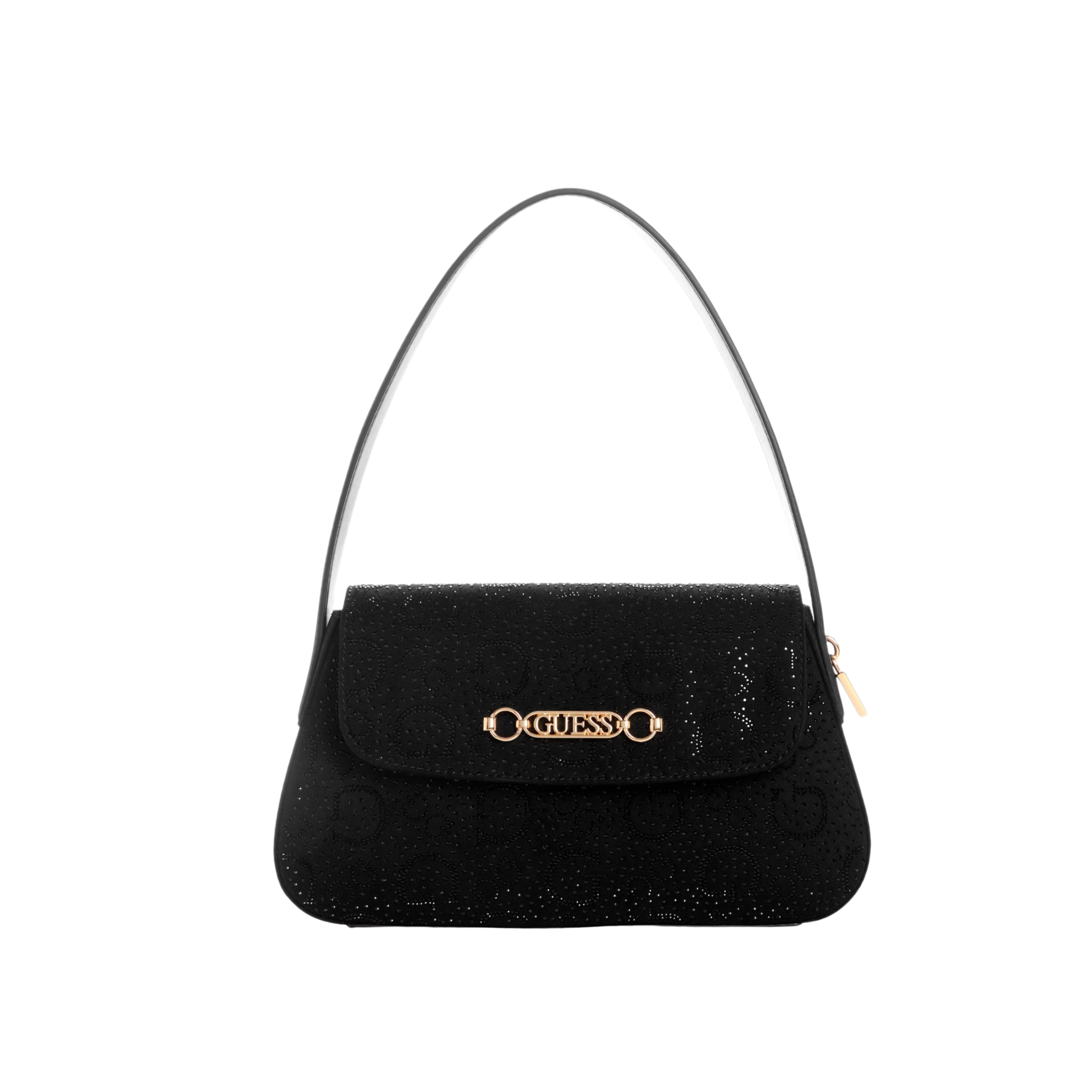 GUESS Women Avelina Rhinestone Logo Shoulder Bag - Black