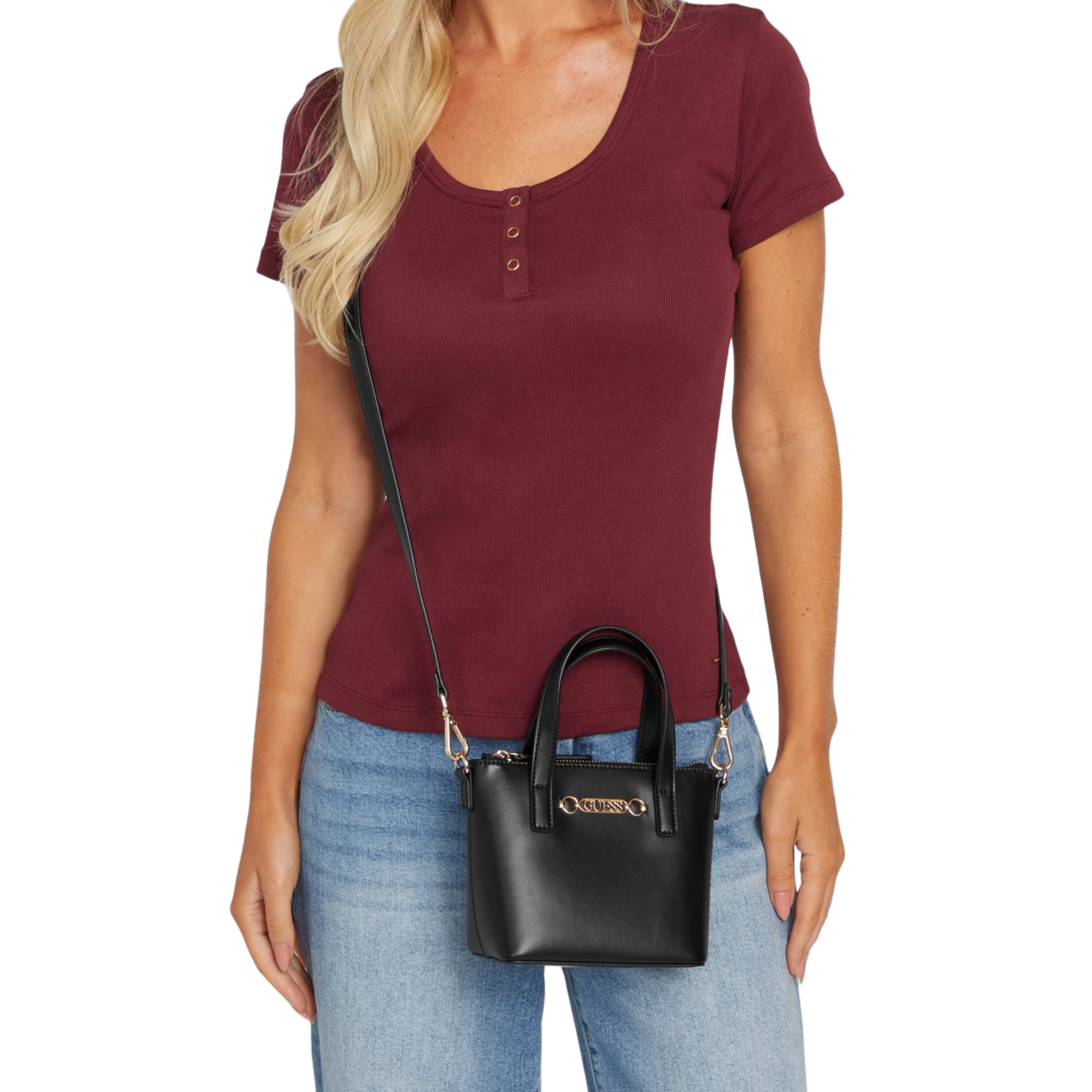 Guess Women Avelina Faux Leather Mini Tote - Black