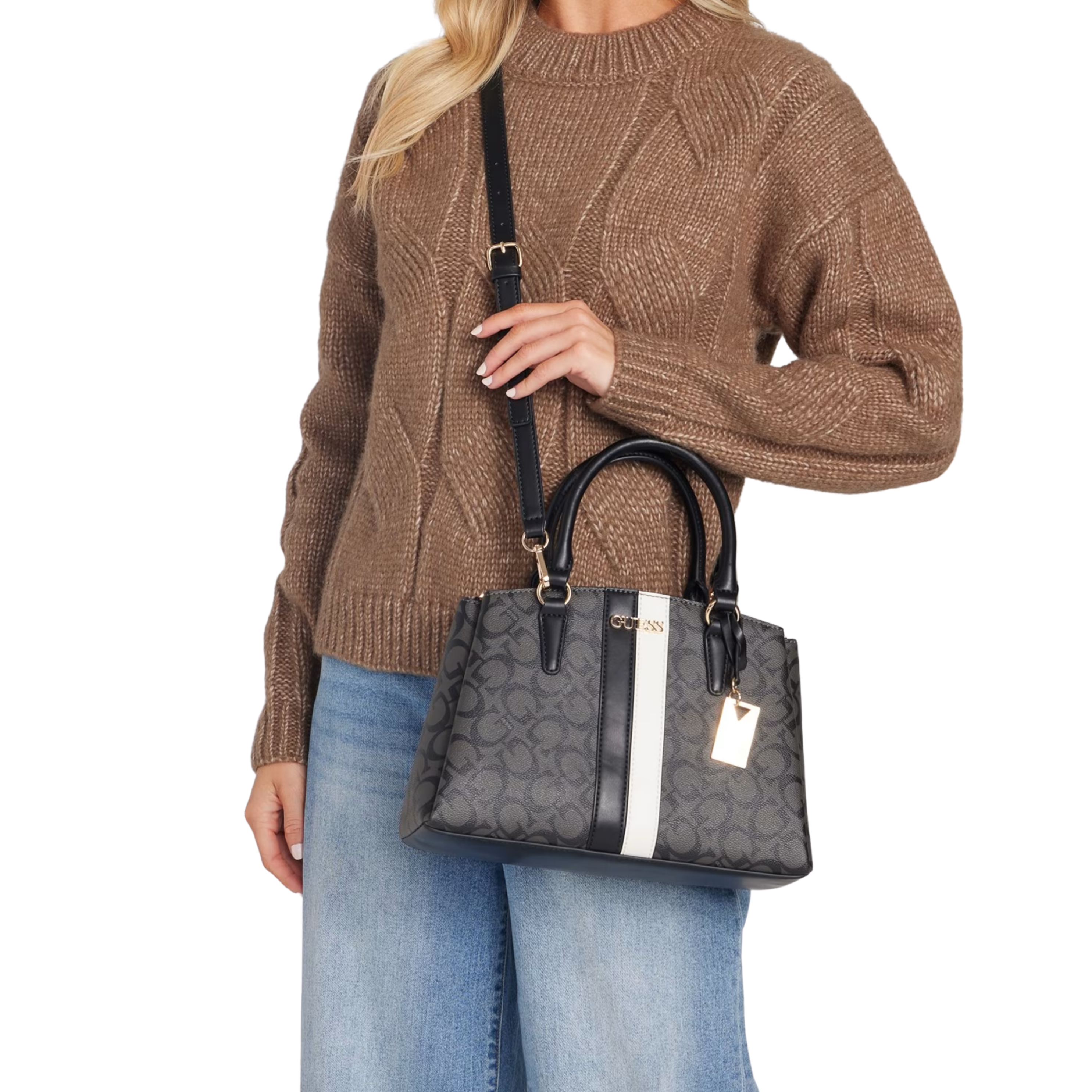 Guess Women Kyrie Logo Satchel - Black