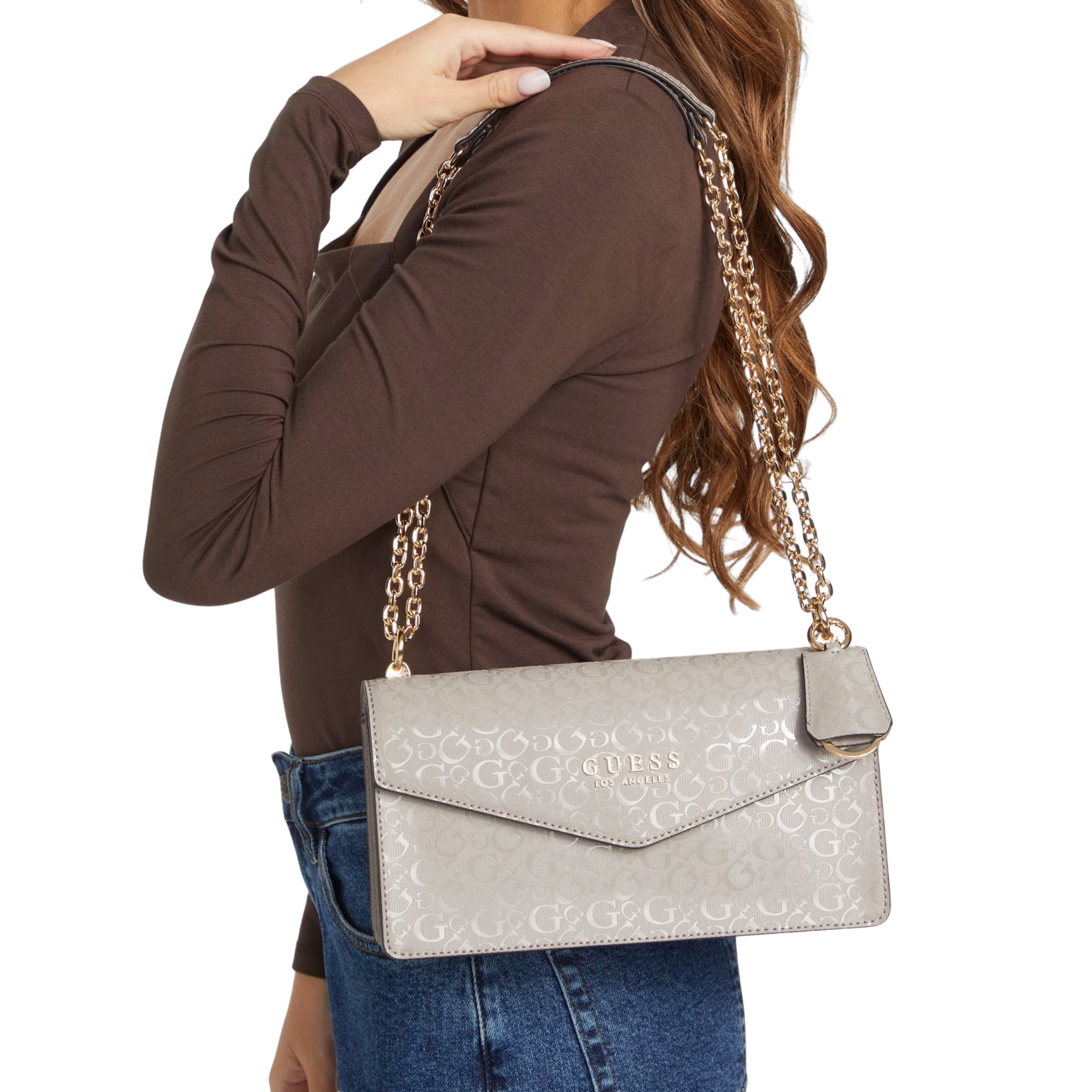 Guess Women Kiran Logo Shine Convertible Crossbody - Gray