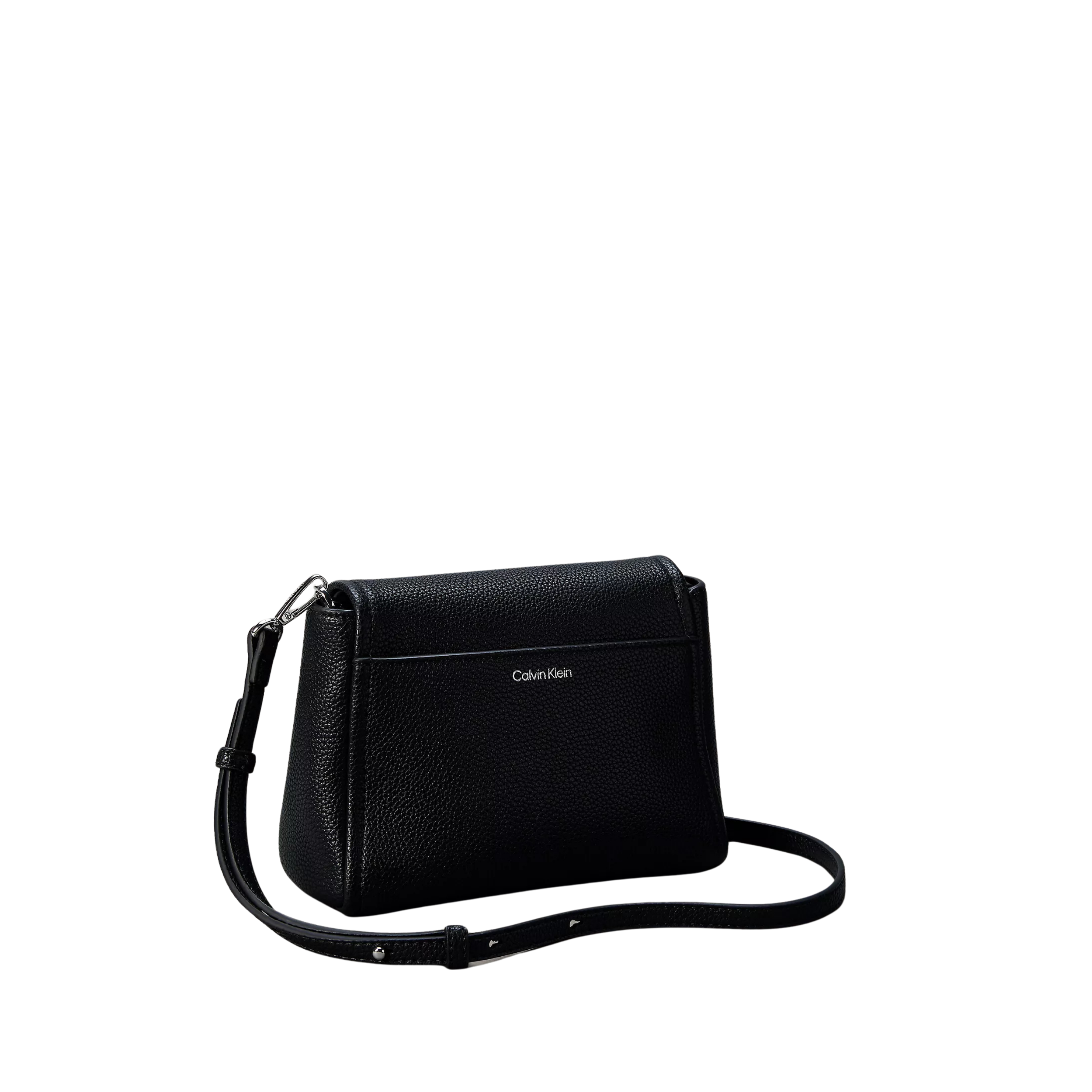Calvin Klein Women Emblem Logo Hardware Pebble Crossbody Bag - Black