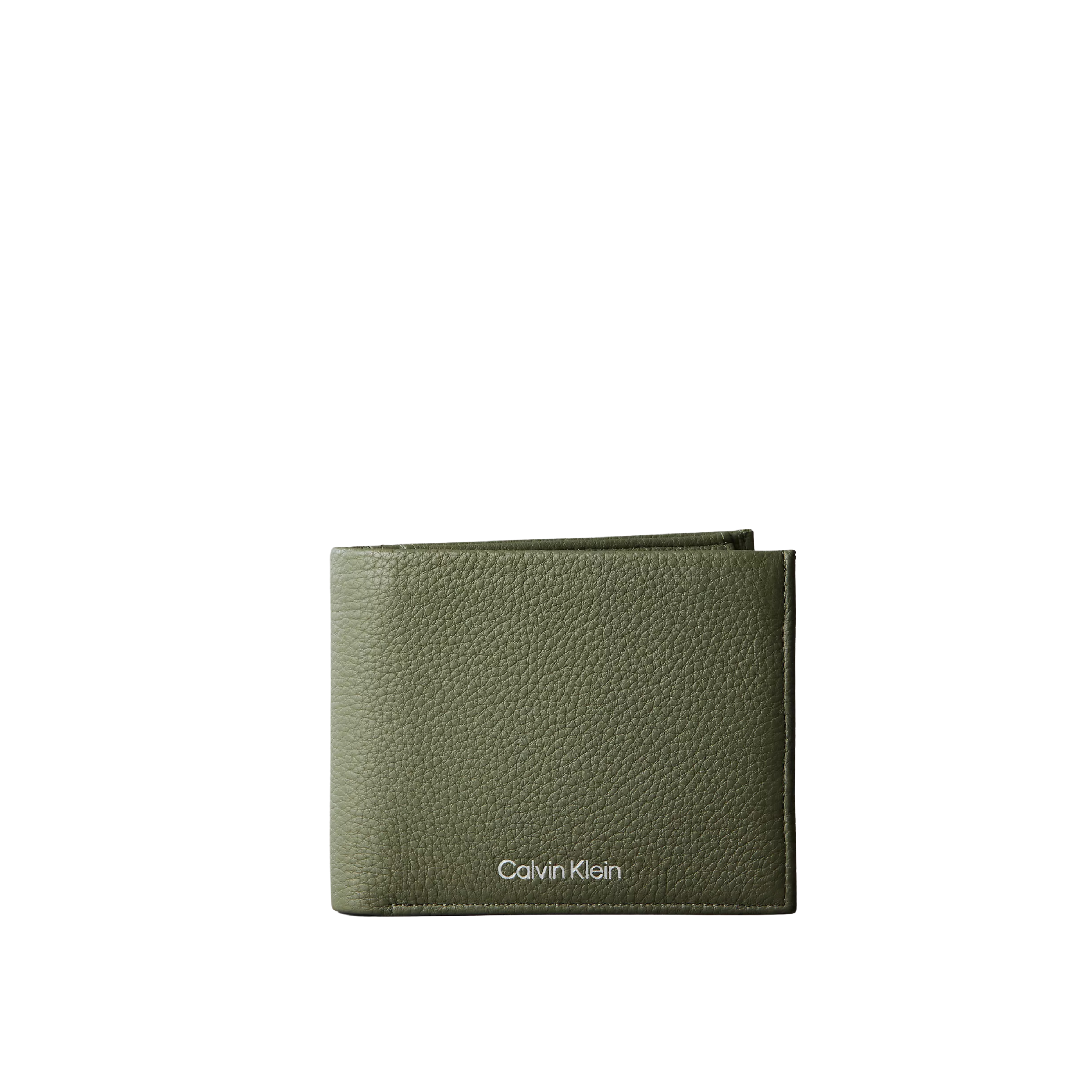 Calvin Klein Men Pebble Grain Leather Bifold Wallet with Coin Pouch - Deep Lichen Green