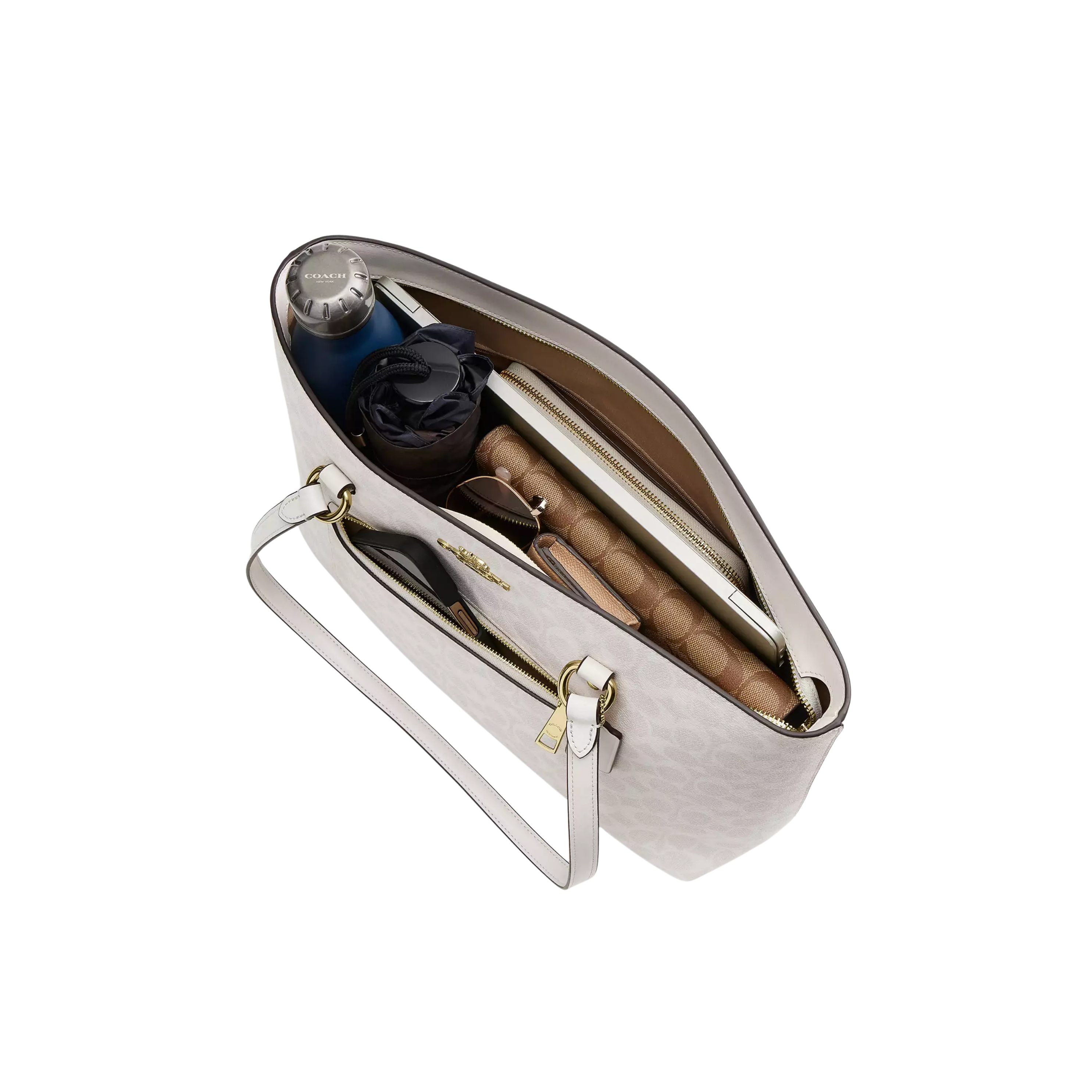COACH Women Station Tote Bag - Gold White Chalk