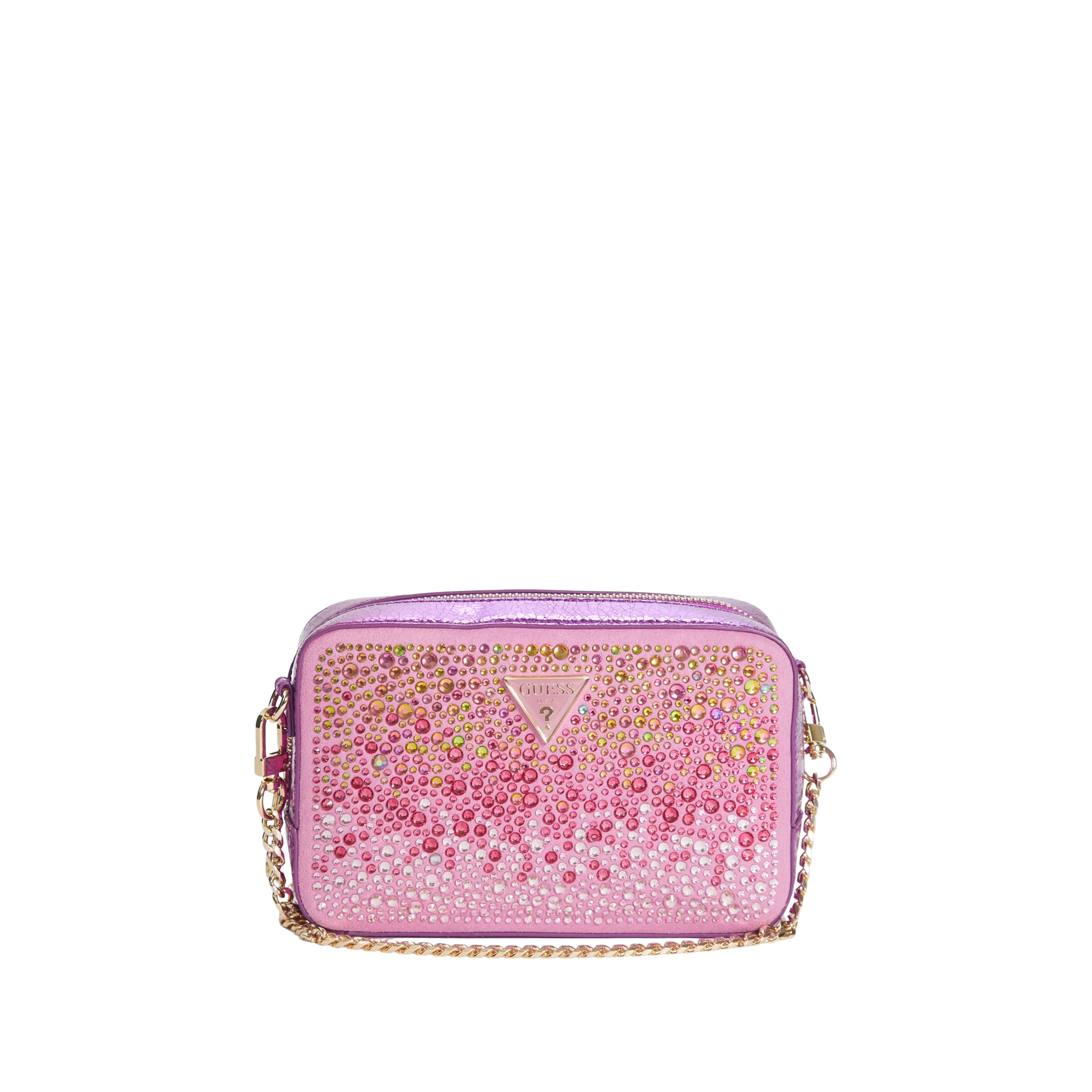 Guess Women Sofia Crystal Mini Crossbody - Fuchsia