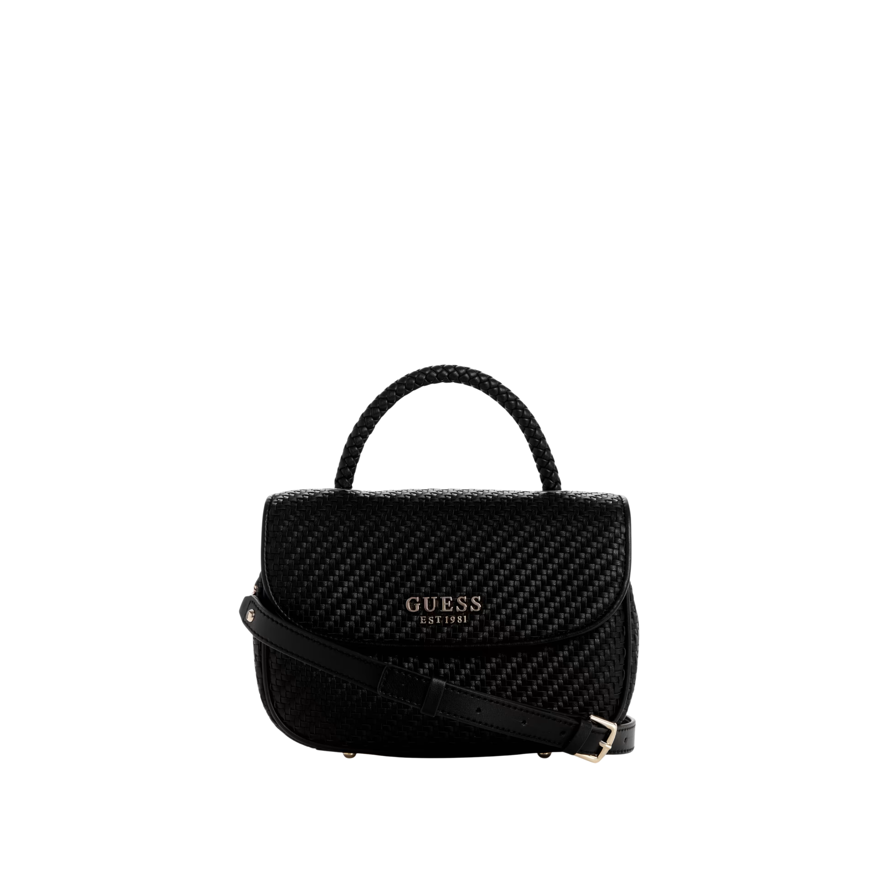 Guess Women Mirema Woven Top Handle Bag - Black