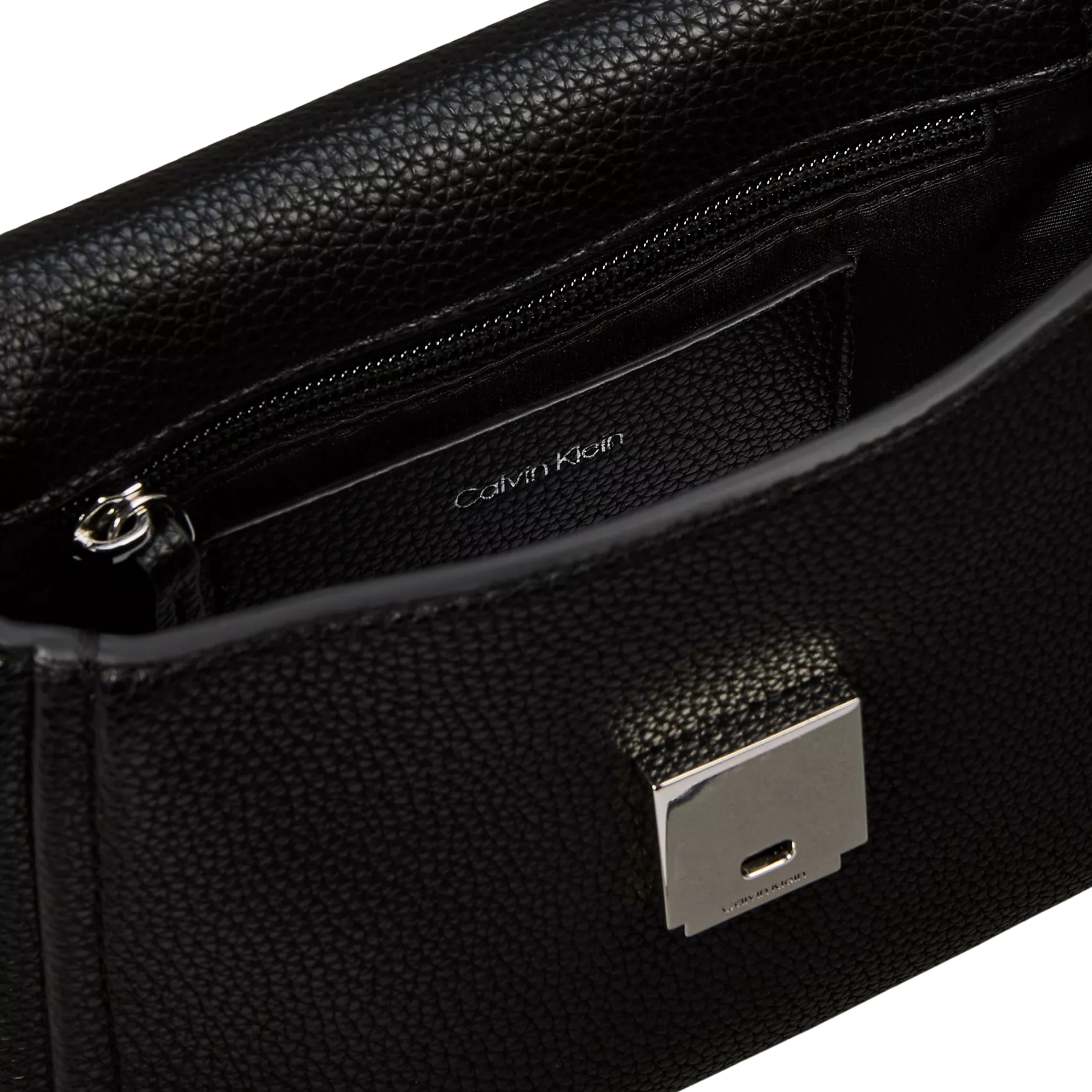 Calvin Klein Women Emblem Logo Hardware Pebble Crossbody Bag - Black