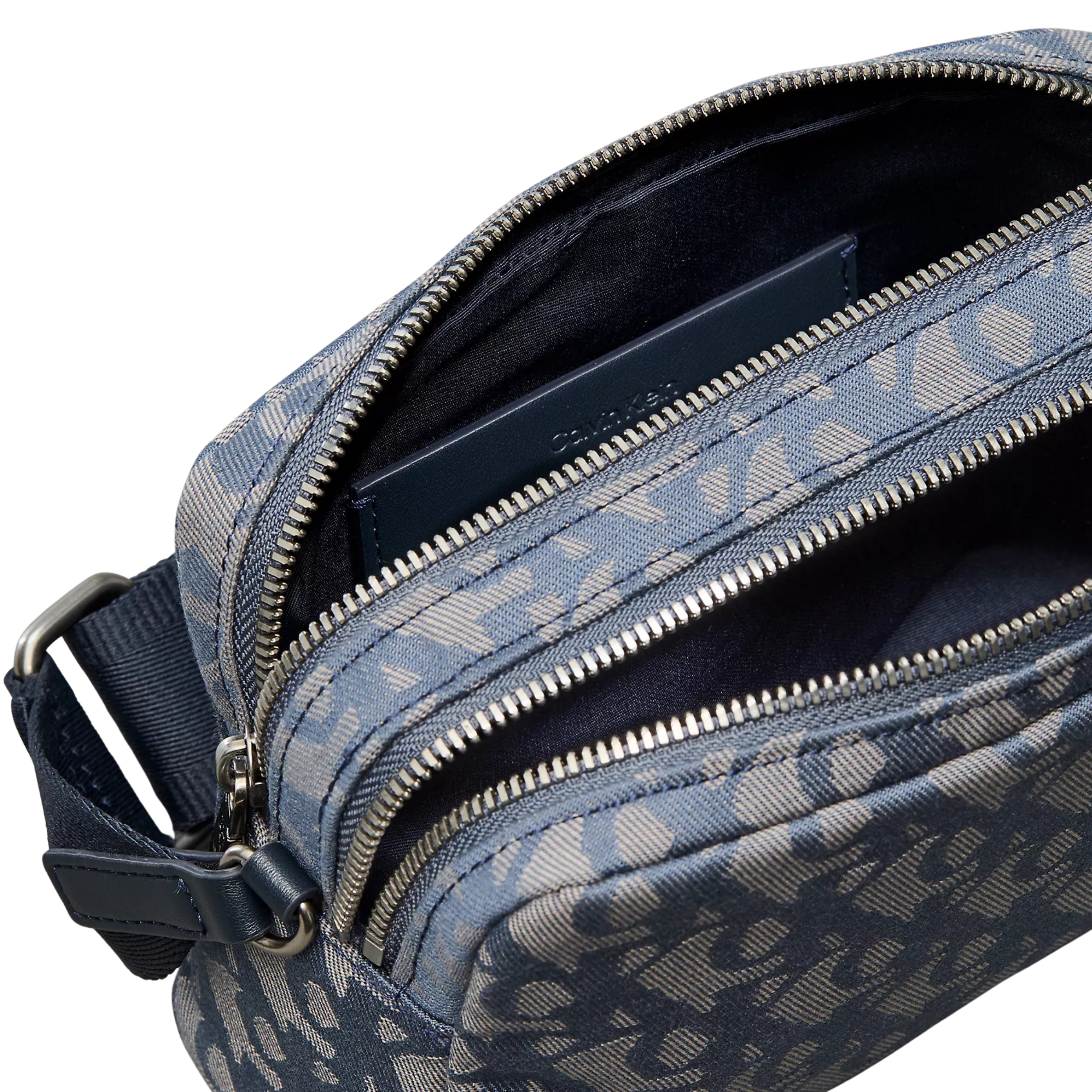 Calvin Klein Women Ultralight Double Zip Crossbody Bag - Blue Indigo Atmosphere Aop