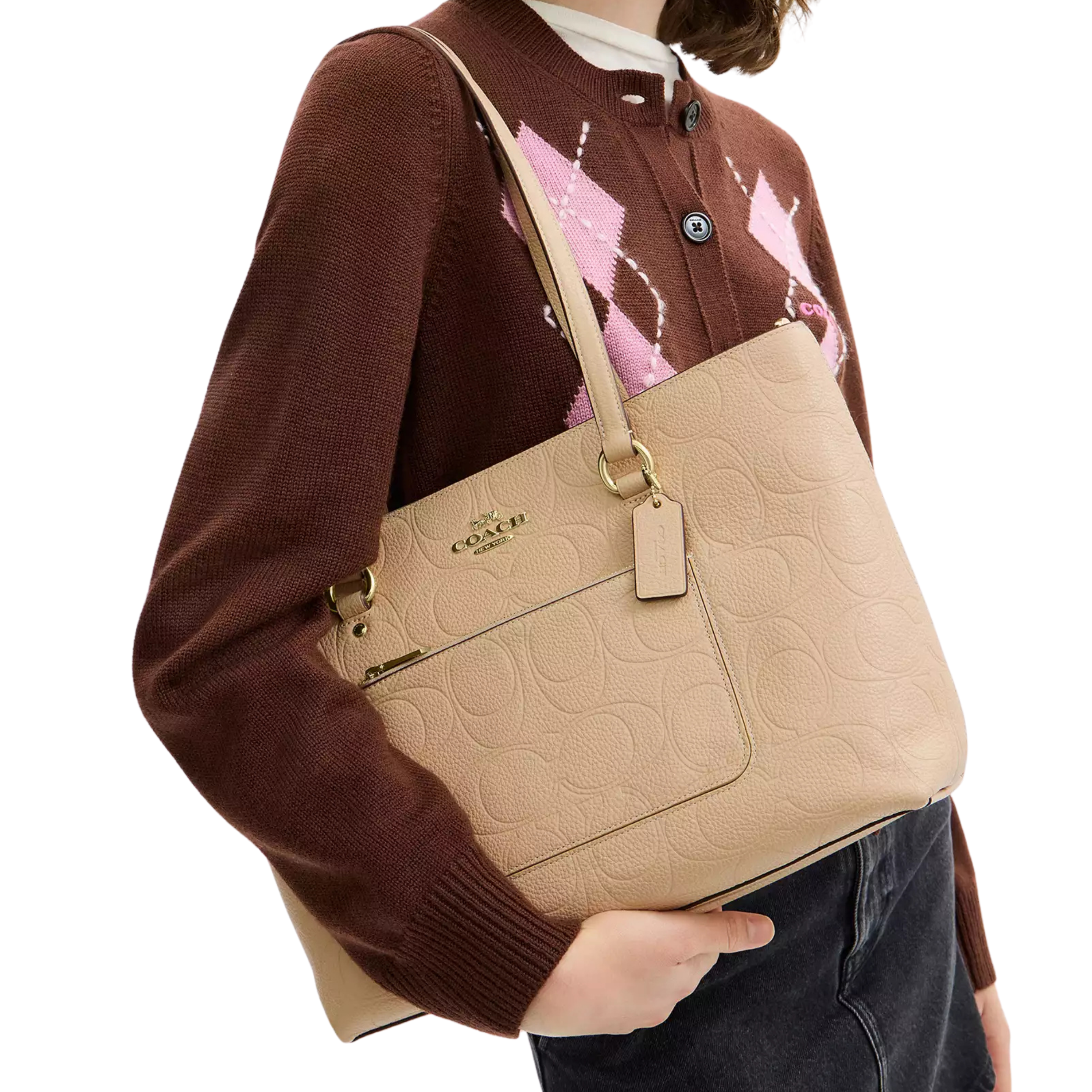 COACH Women Station Tote Bag - Gold Beige