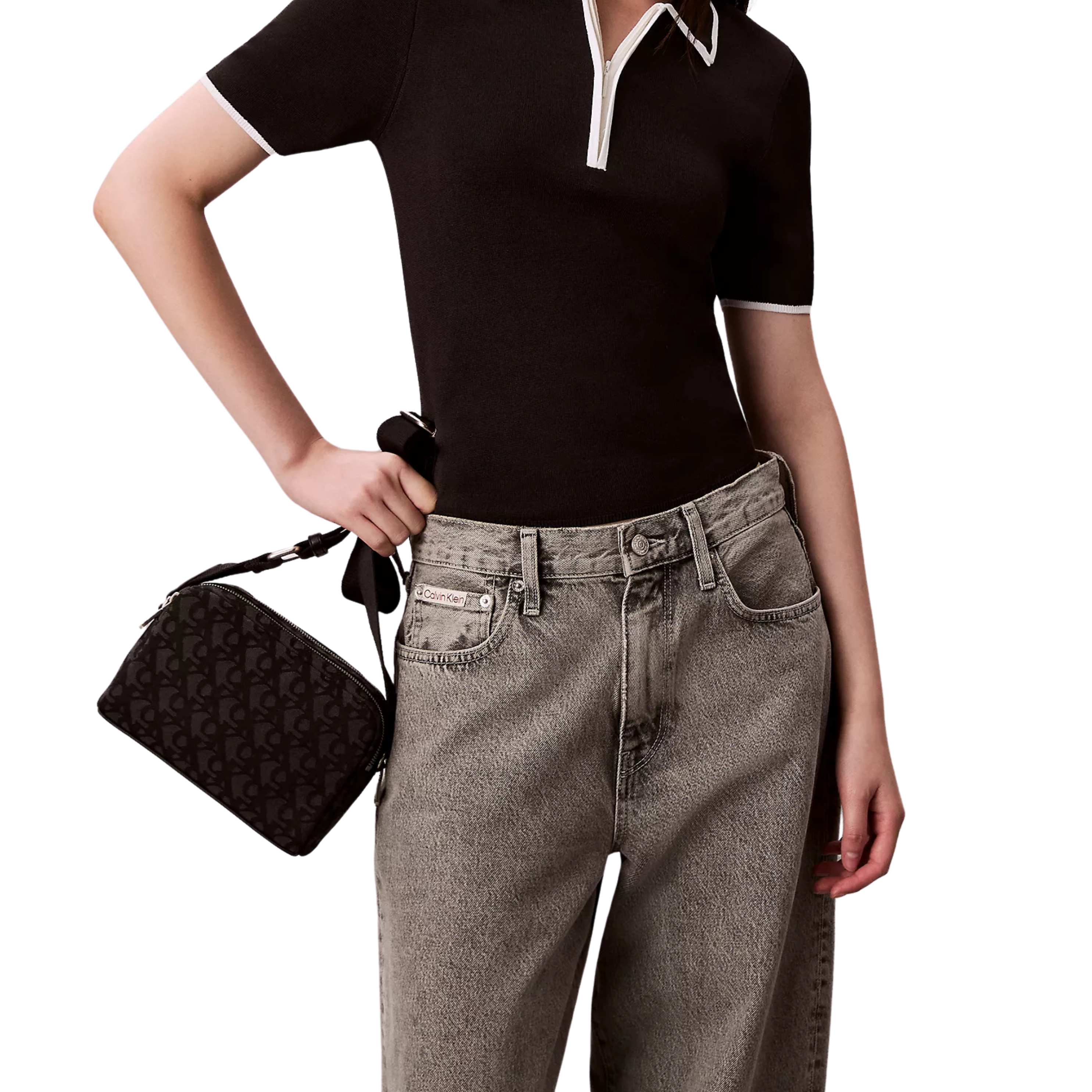 Calvin Klein Women Ultralight Double Zip Crossbody Bag - Black