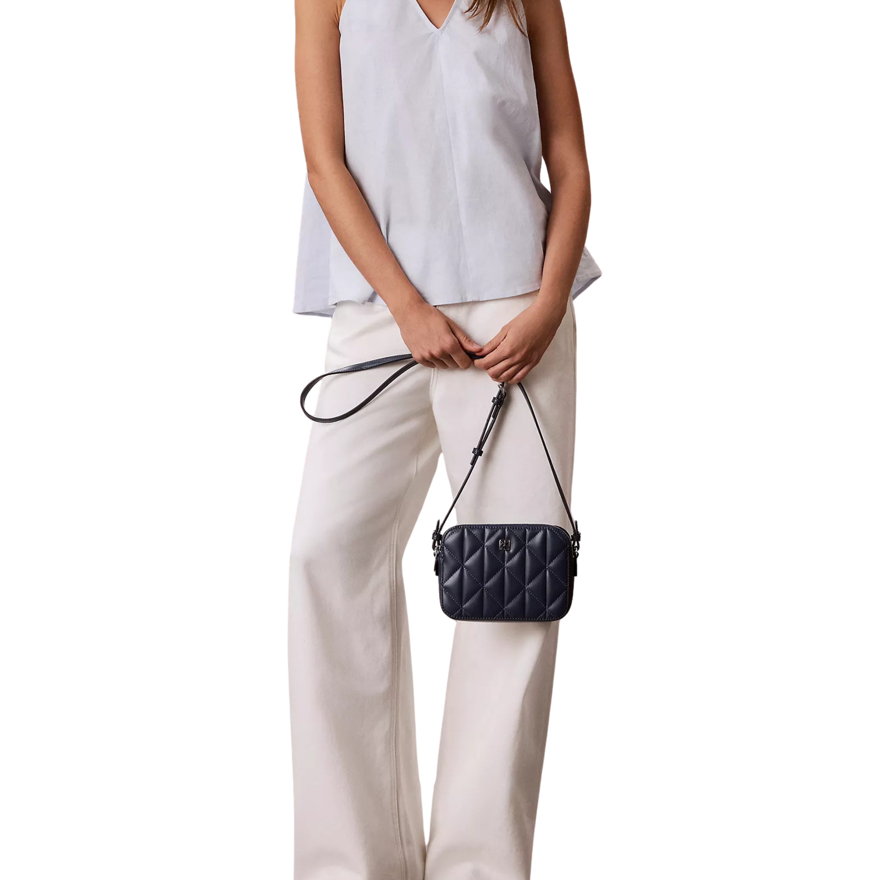 Calvin Klein Women Quilted Emblem Logo Camera Bag - Key Largo