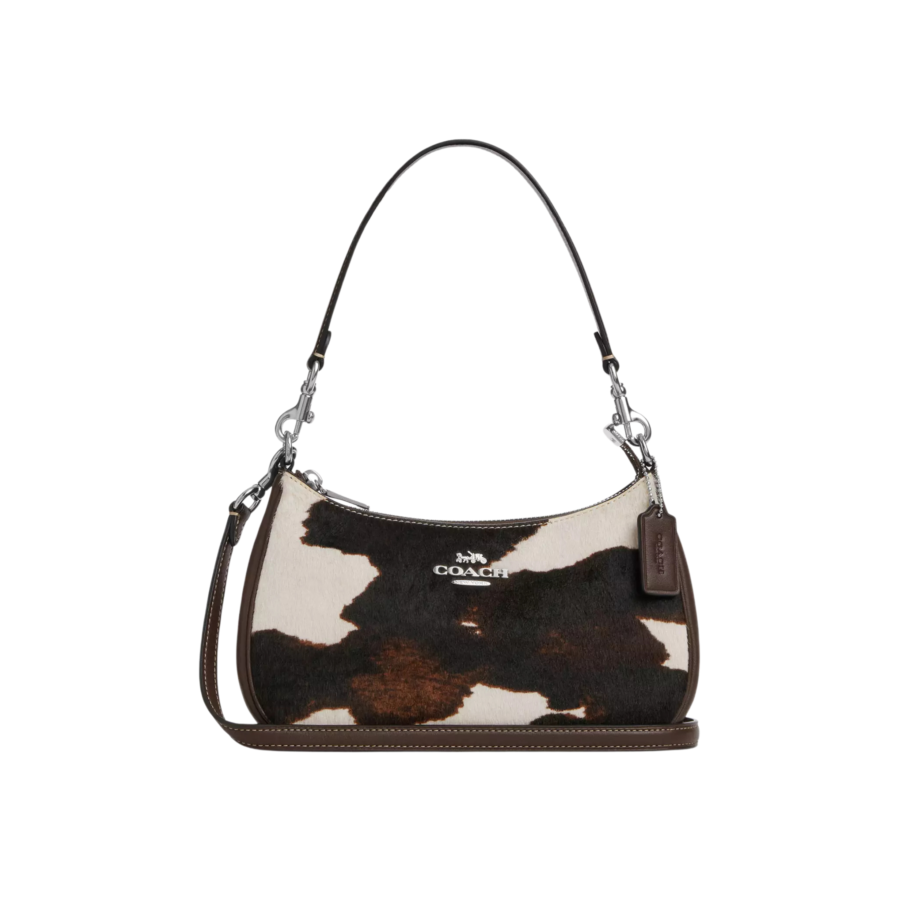 COACH Women Teri Shoulder Bag - Cow Printed Silver