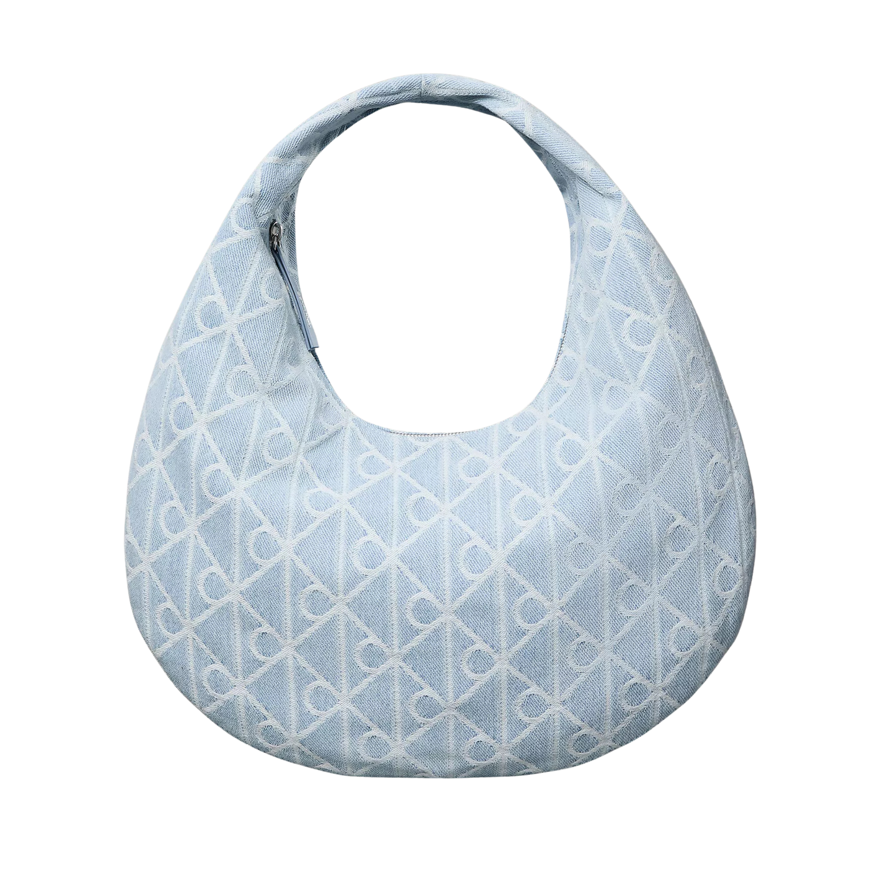 Calvin Klein Women Allover Emblem Logo Denim Hobo Bag - Denim Light Wash