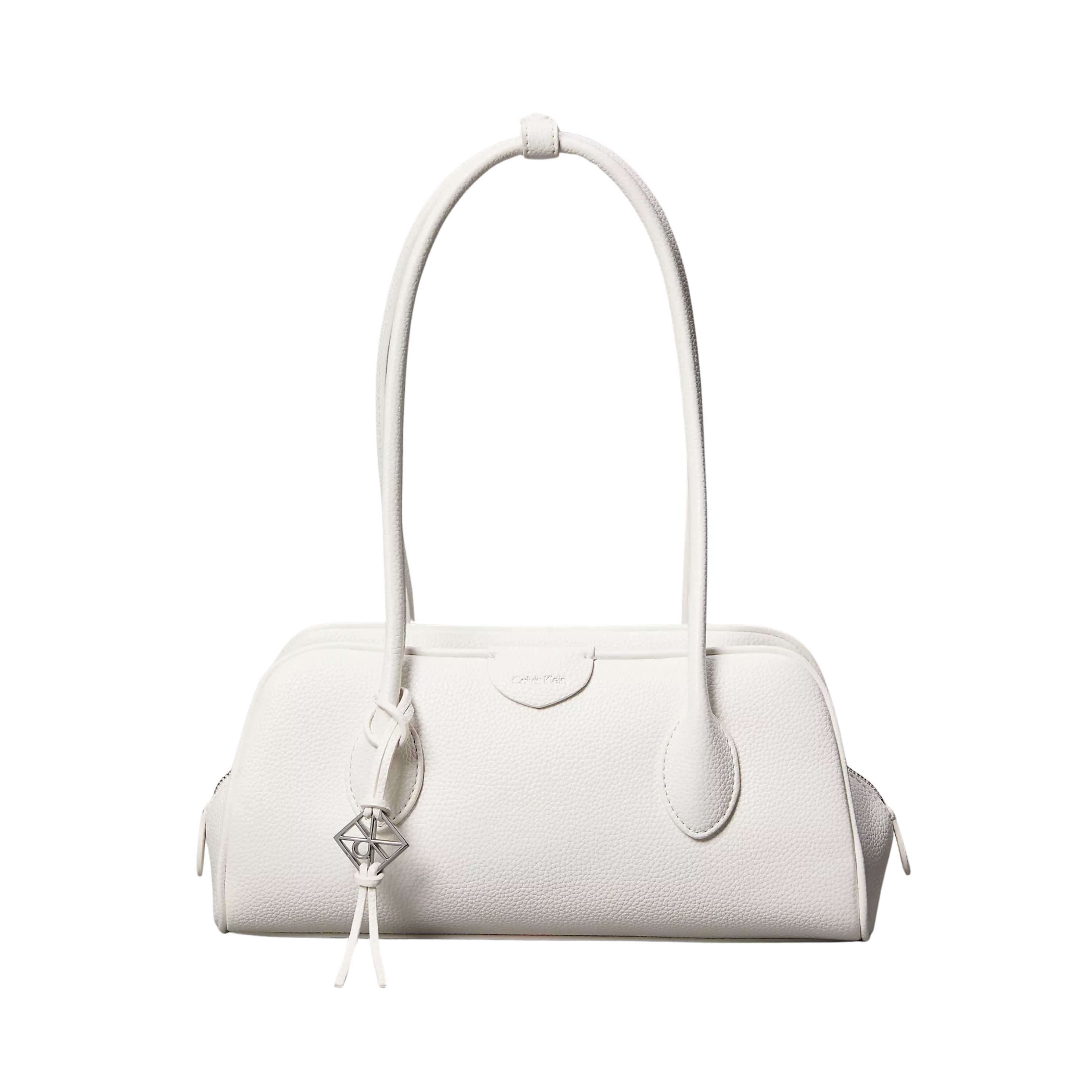Calvin Klein Women Emblem Logo Shoulder Bag - White Alyssum