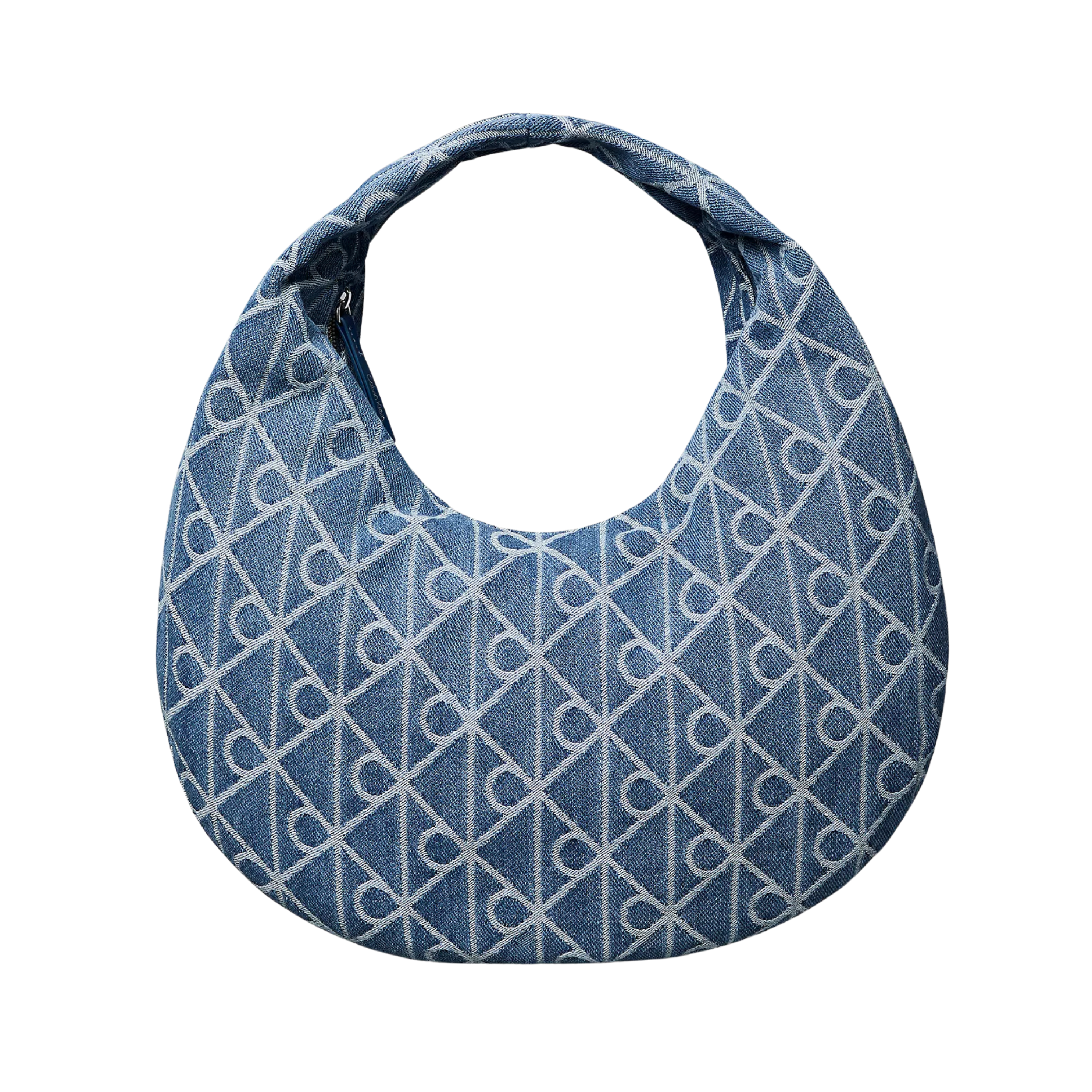 Calvin Klein Women Allover Emblem Logo Denim Hobo Bag - Denim Medium Wash