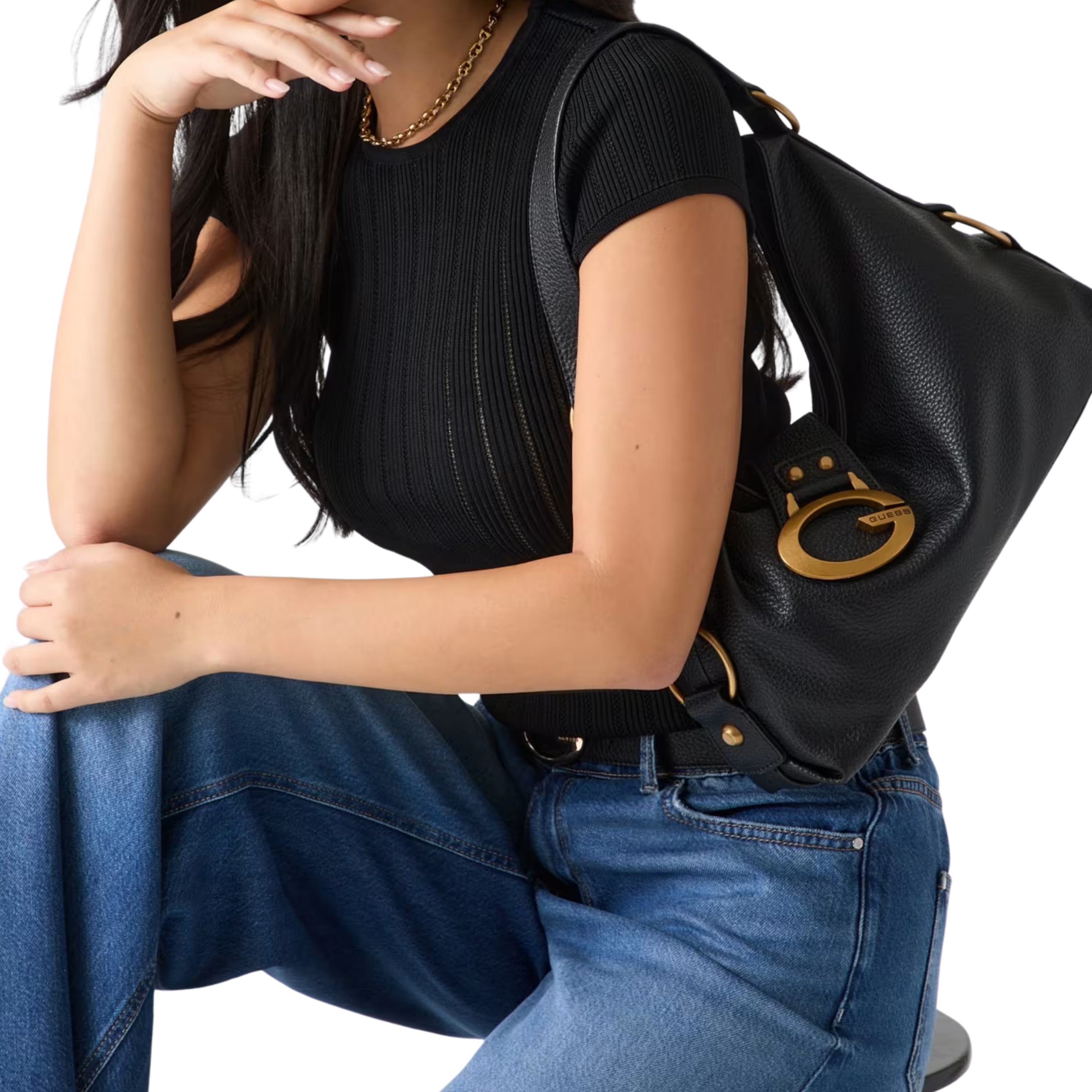 Guess Women Camden Medium Shoulder Bag - Black