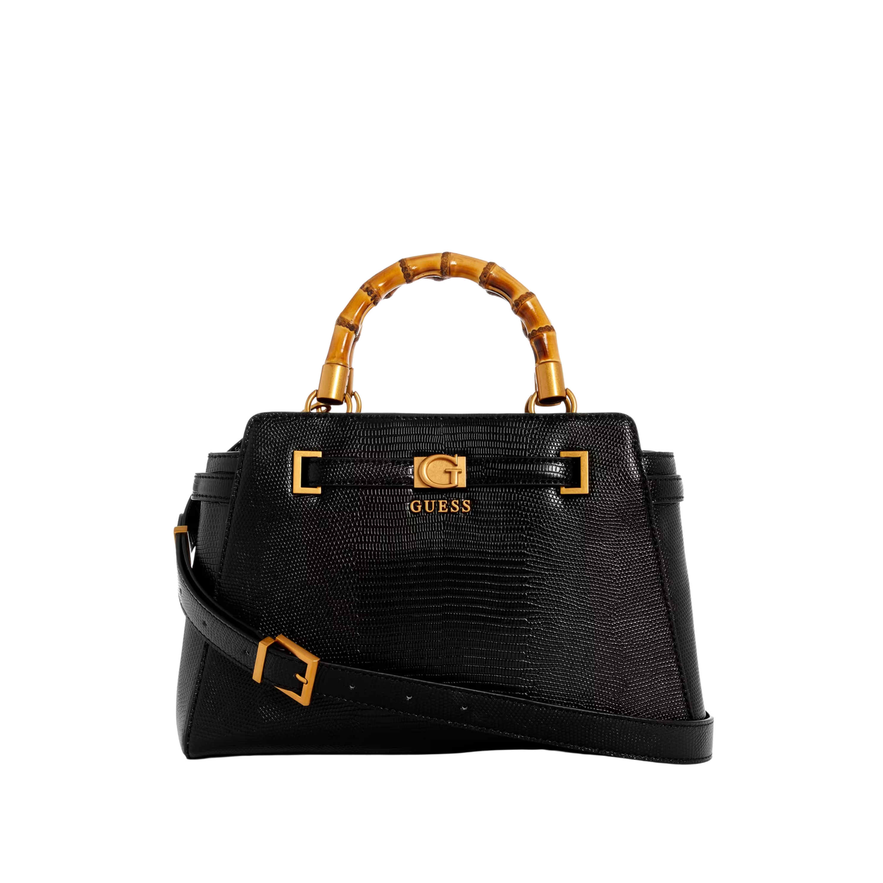 Guess Women Sibel Bamboo Handle Satchel - Black