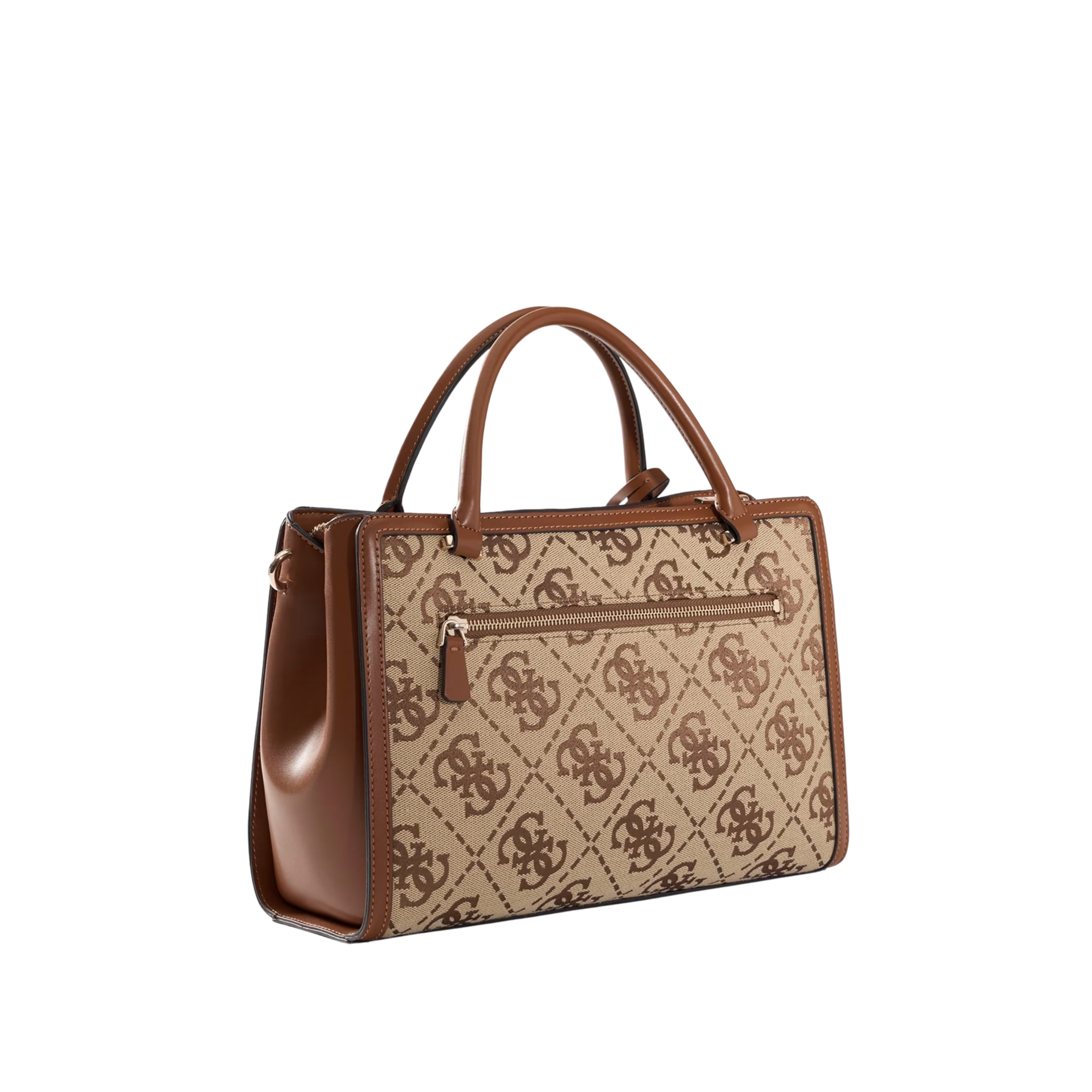 Guess Women Audrey Logo Satchel Bag - Latte Logo