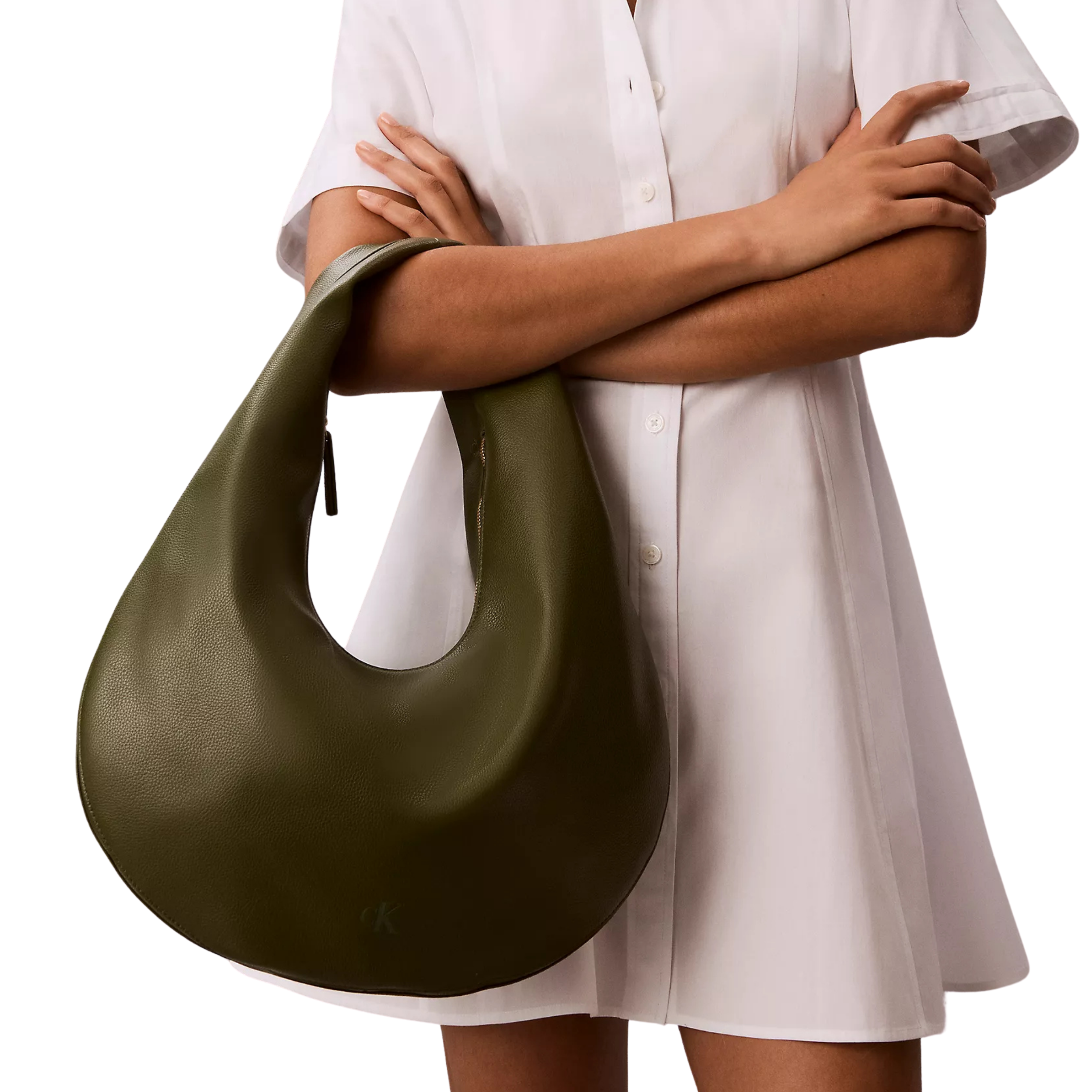 Calvin Klein Women Pebble Grain Crescent Shoulder Bag - Cypress