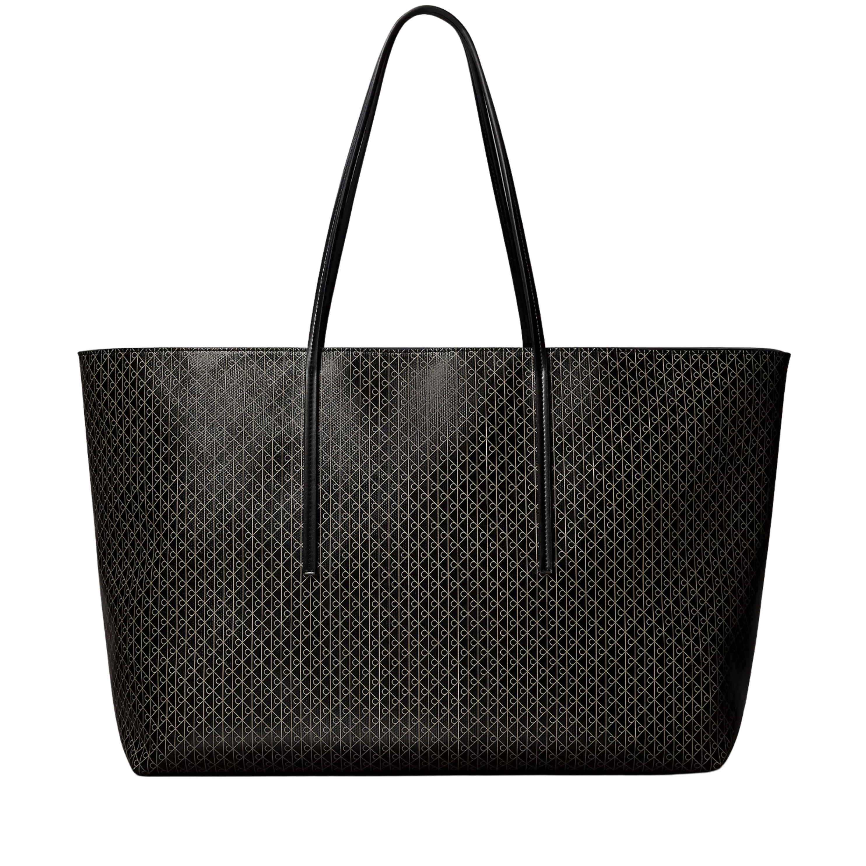 Calvin Klein Women Allover Emblem Logo Large Tote Bag with Pouch - Black Aop