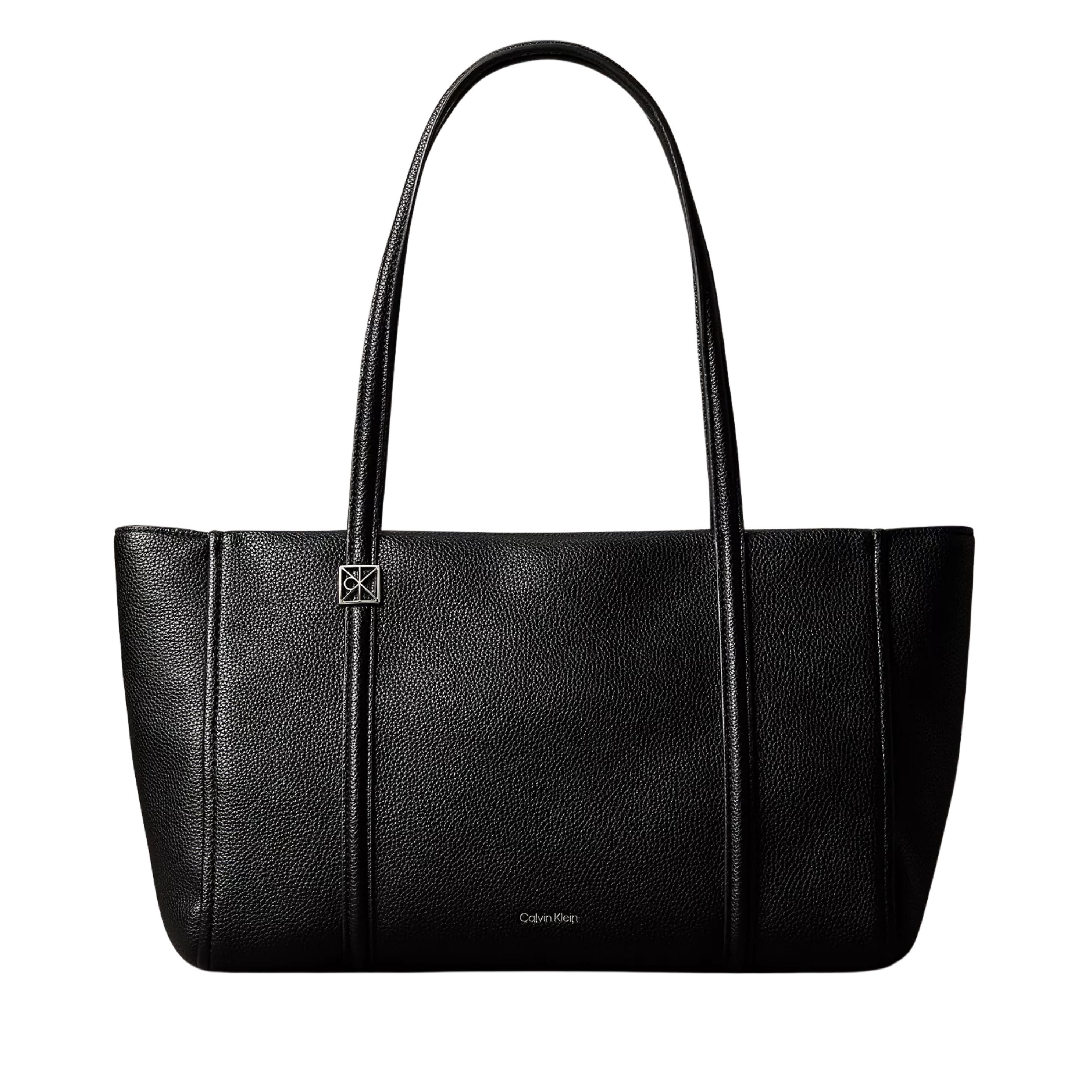 Calvin Klein Women Emblem Logo Hardware Pebble Tote Bag - Black