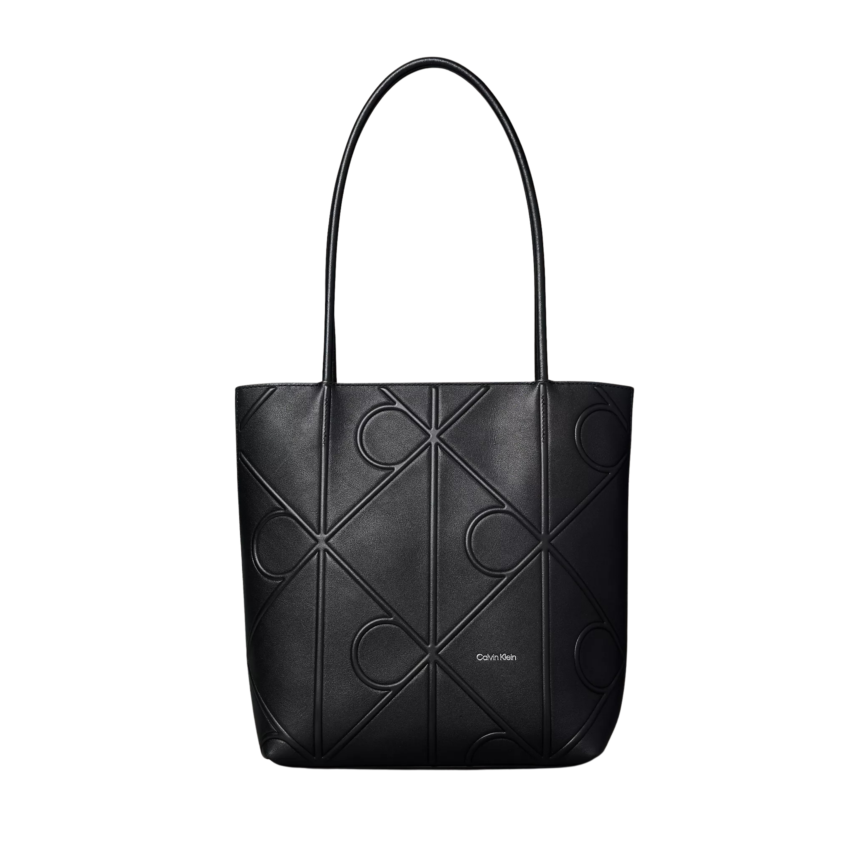 Calvin Klein Women Embossed Emblem Logo Small Tote Bag - Black
