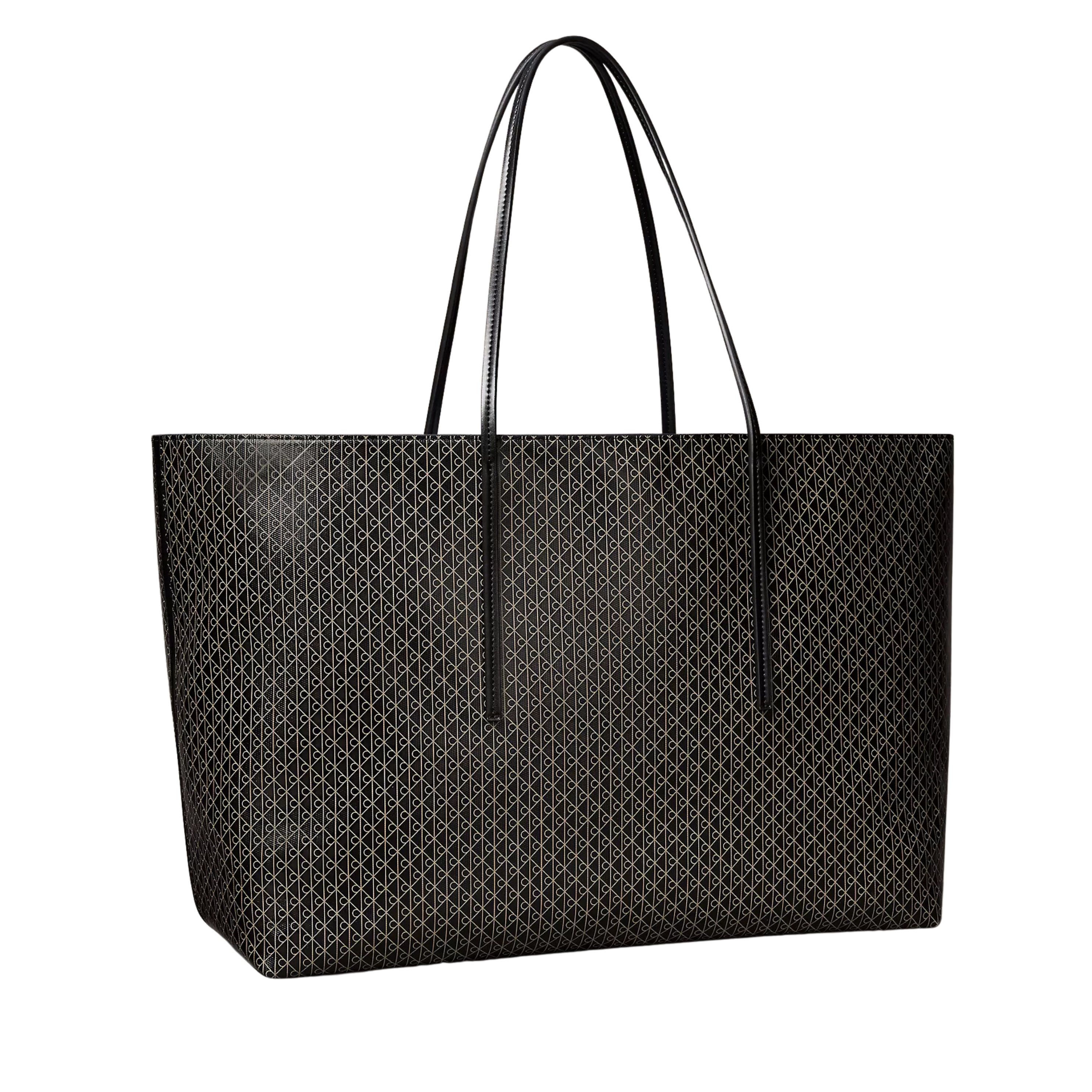 Calvin Klein Women Allover Emblem Logo Large Tote Bag with Pouch - Black Aop