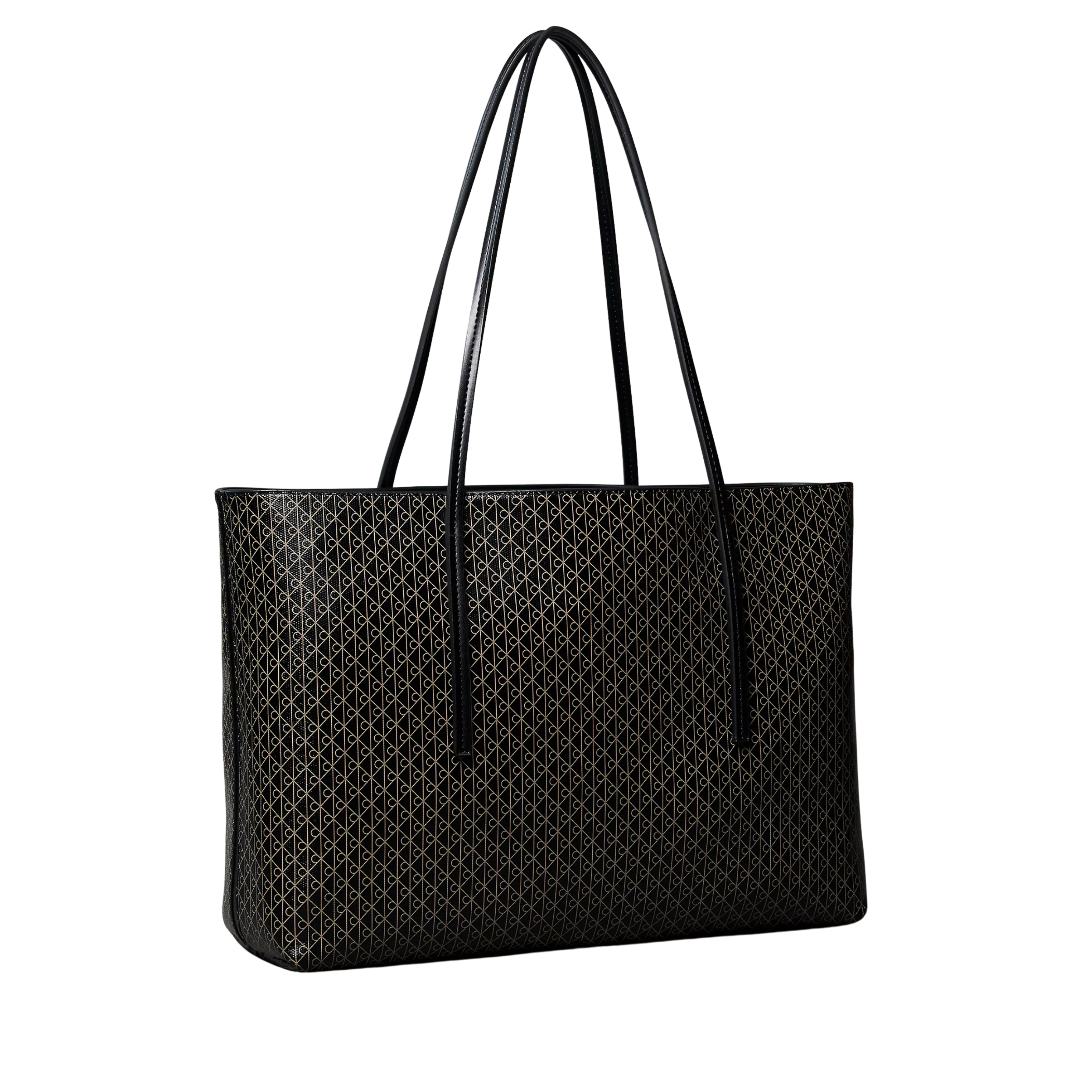 Calvin Klein Women Allover Emblem Logo Tote Bag With Pouch - Black