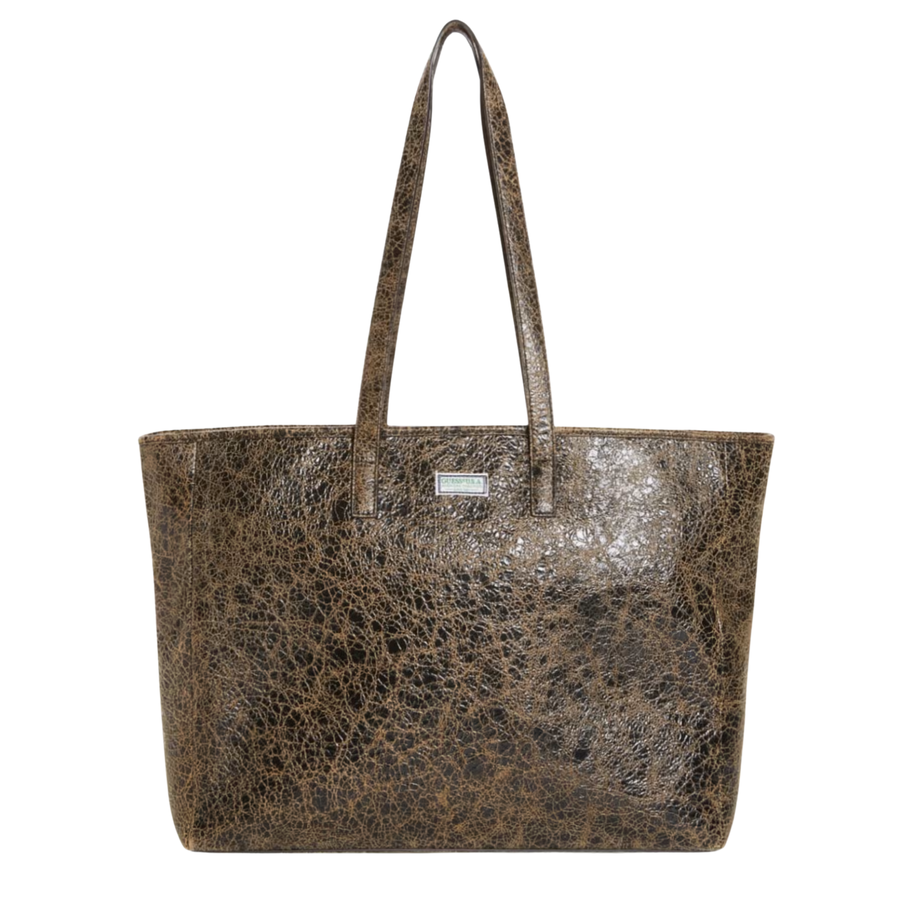 Guess Women Cracked Leather Serapia Tote - Autumn Brown