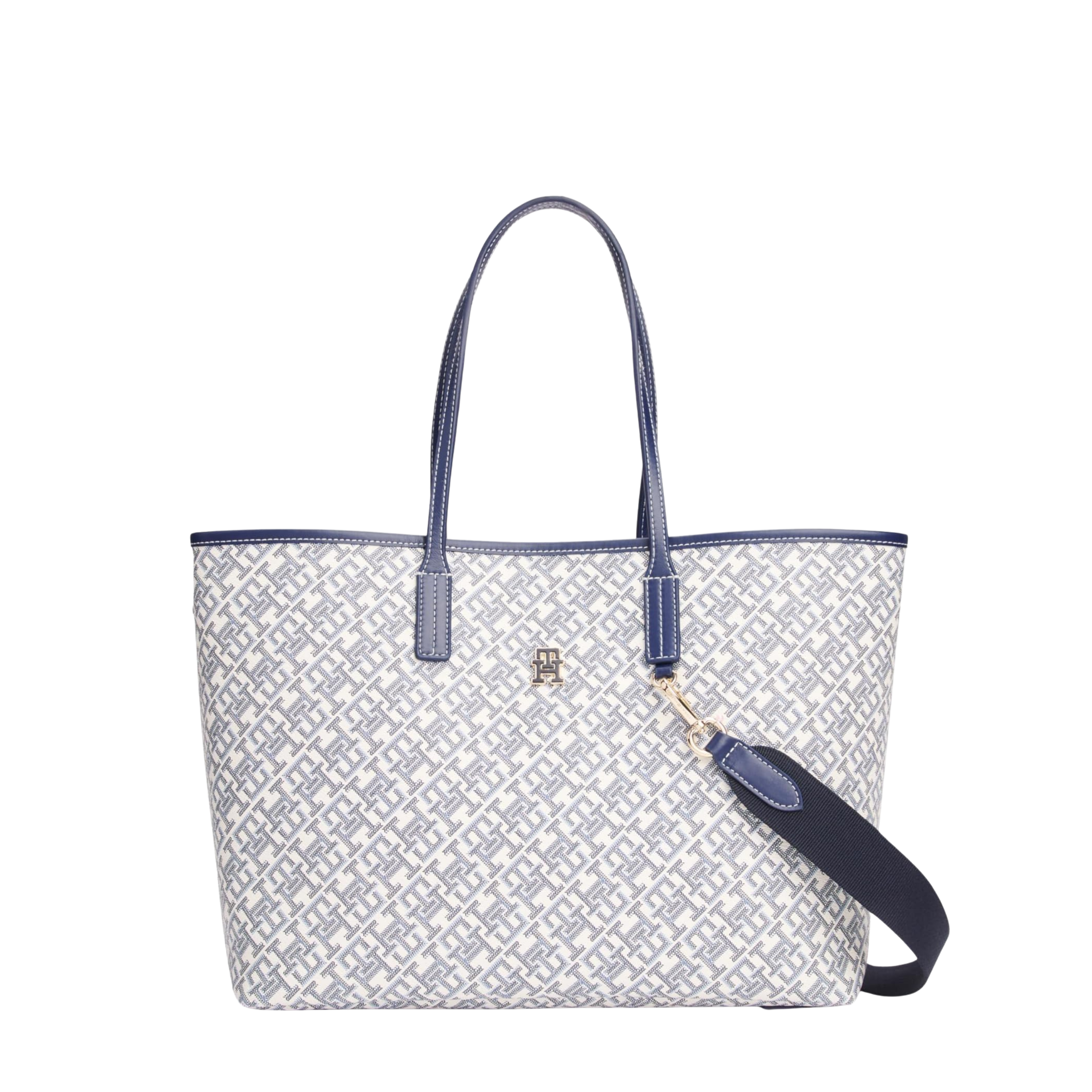 Tommy Hilfiger Women Monogram Leather Tote - Light Space Blue